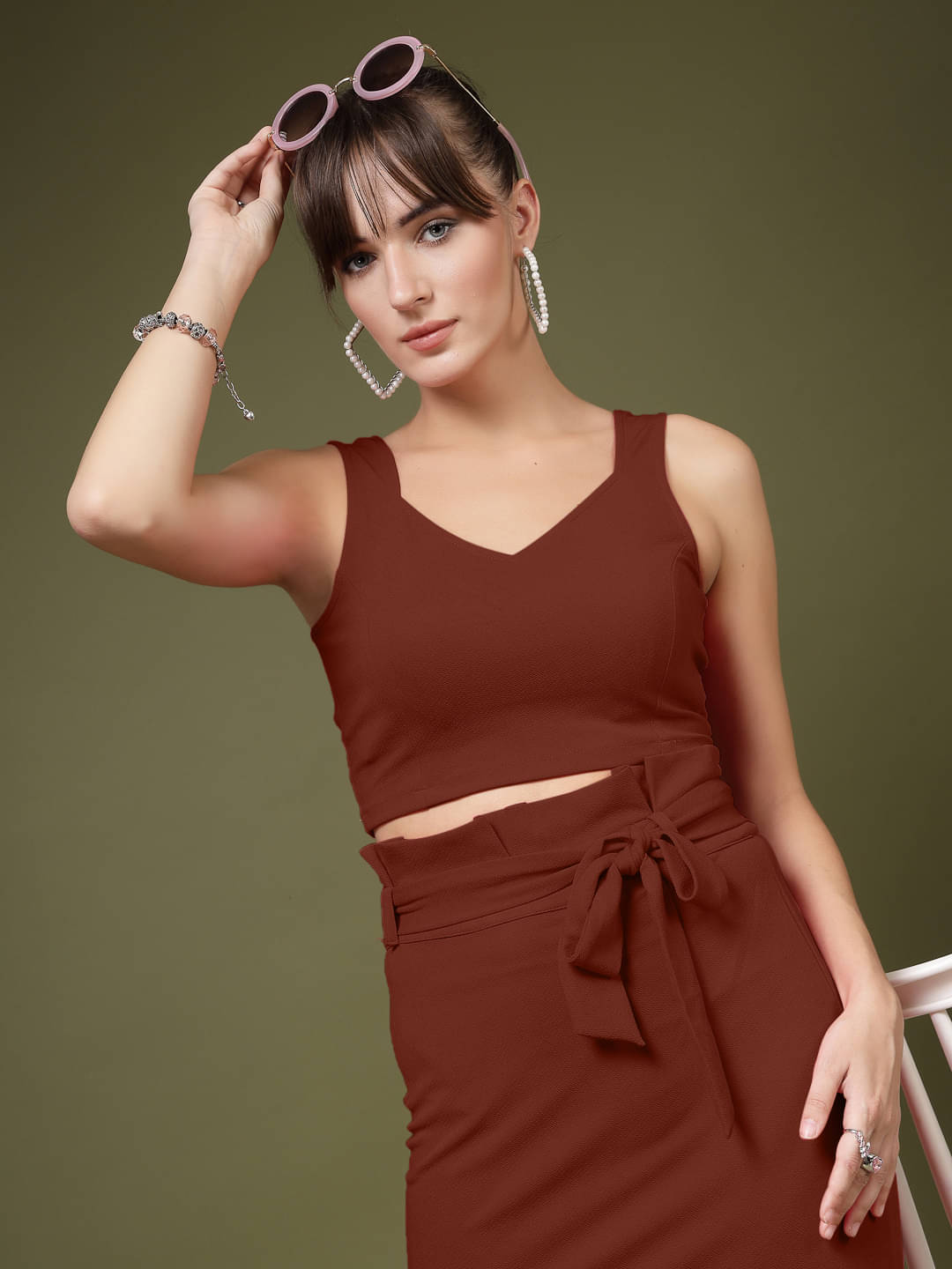     			Oomph! Women's Lycra Crop Top ( Brown )