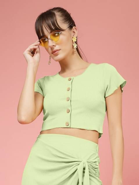     			Oomph! Women's Lycra Crop Top ( Green )