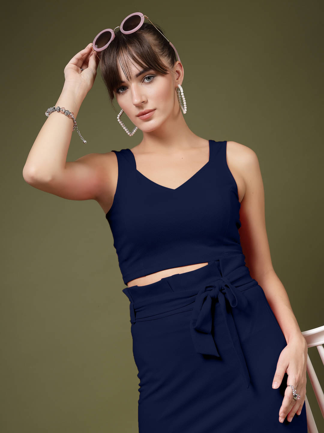 Oomph! Women's Lycra Crop Top ( Blue ) Oomph! Women's Lycra Crop Top ( Blue )