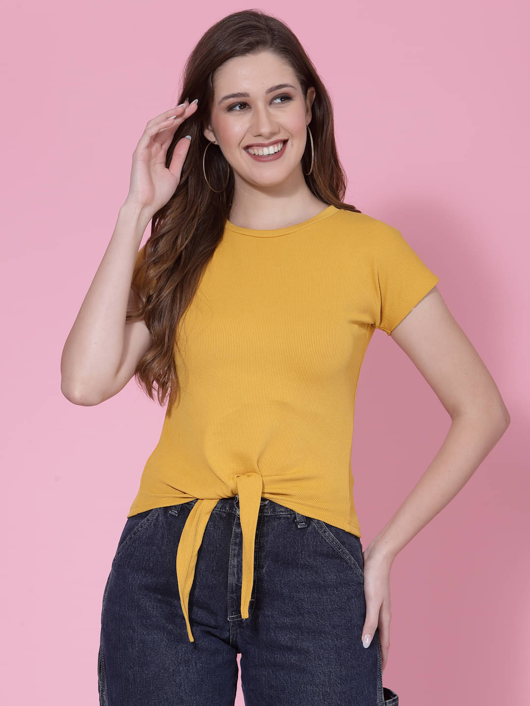 Oomph! Women's Lycra Crop Top ( Yellow )     			Oomph! Women's Lycra Crop Top ( Yellow )