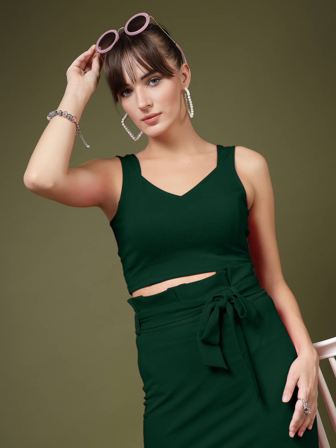 Oomph! Women's Lycra Crop Top ( Green ) Oomph! Women's Lycra Crop Top ( Green )