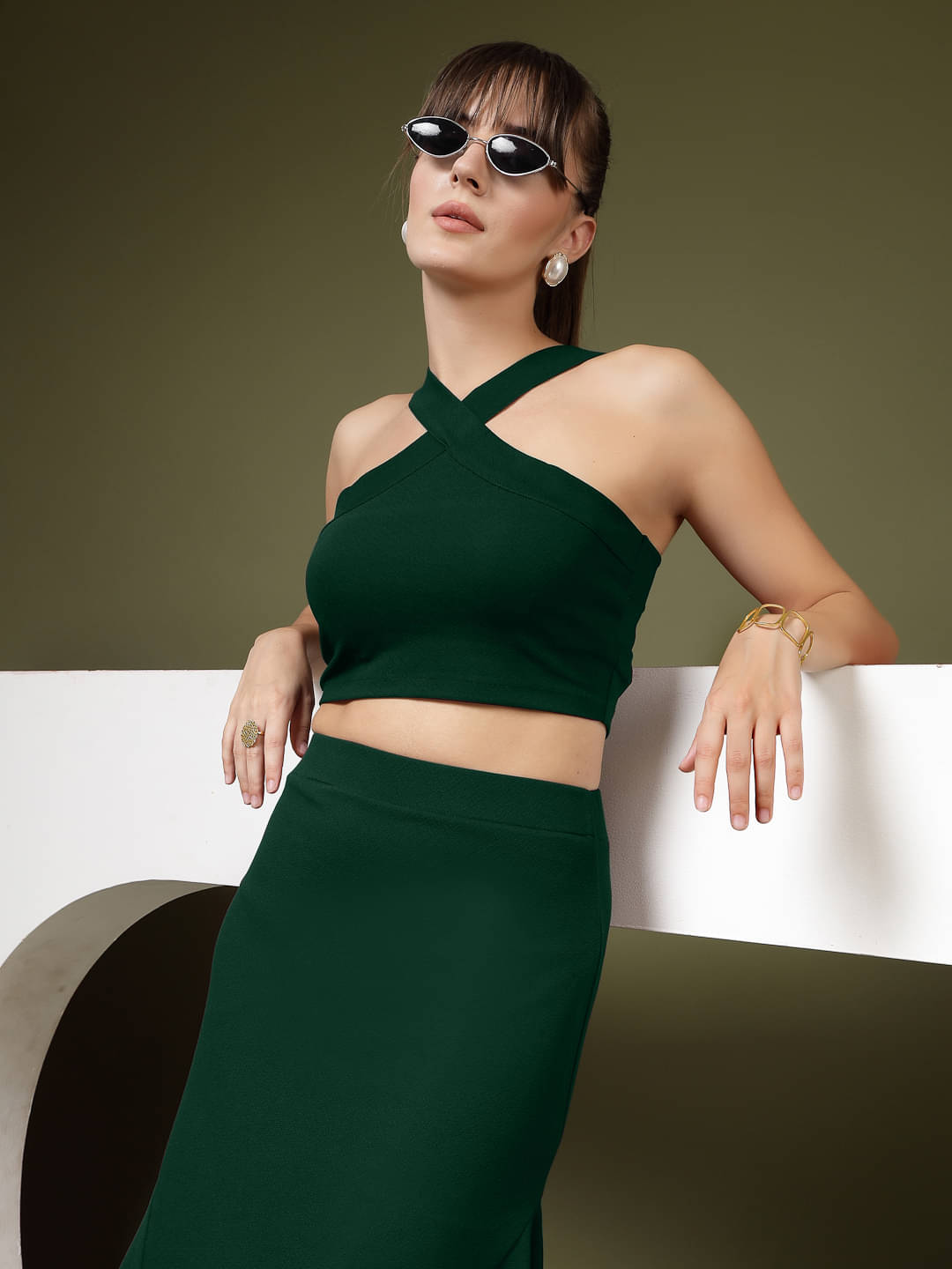     			Oomph! Women's Lycra Crop Top ( Green )