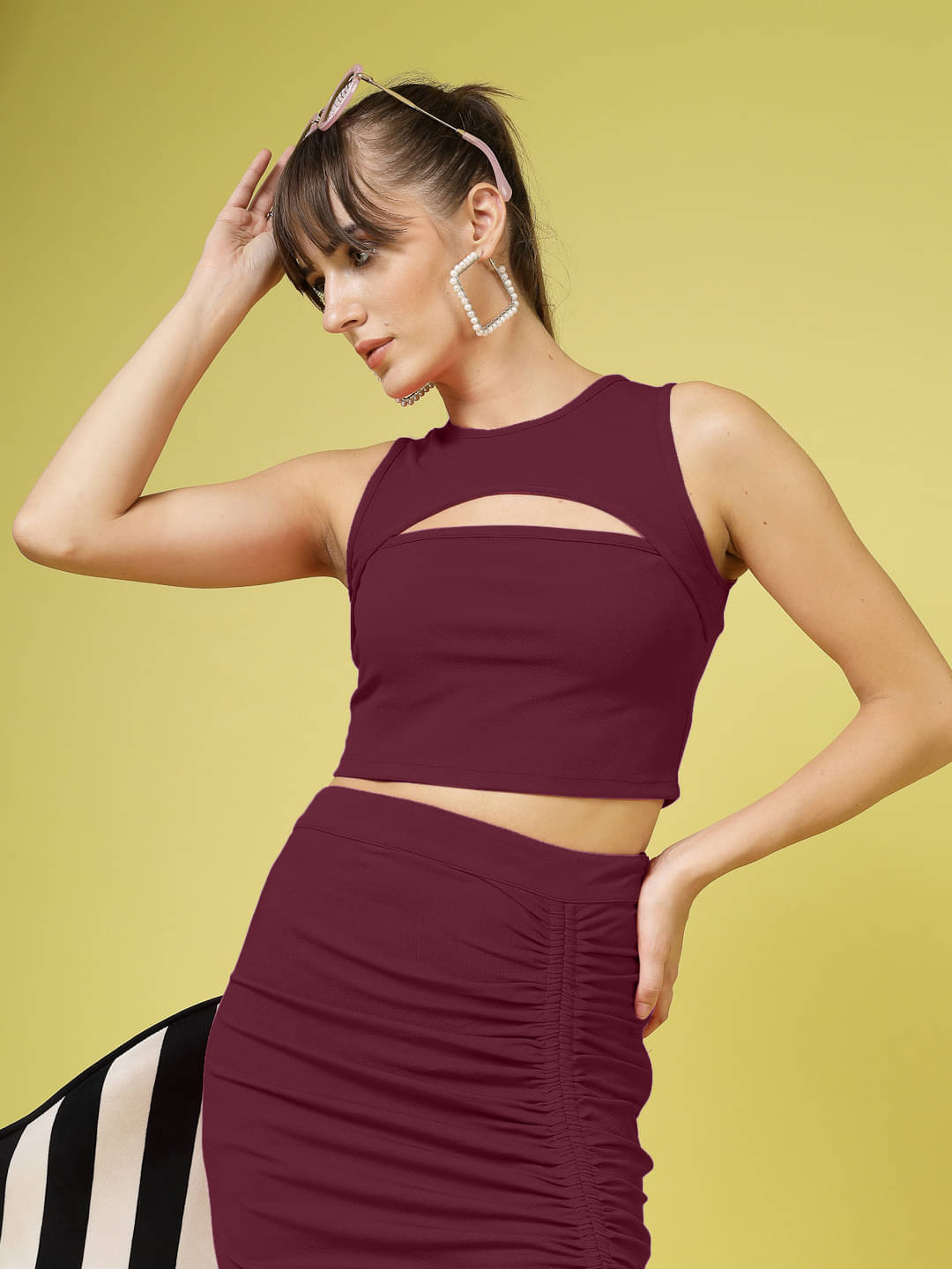 Oomph! Women's Lycra Crop Top ( Purple ) Oomph! Women's Lycra Crop Top ( Purple )
