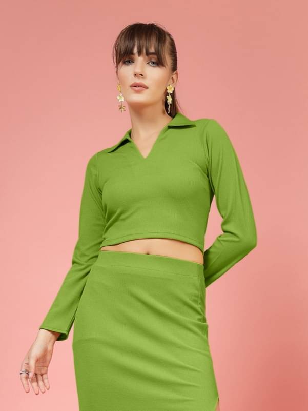 Oomph! Women's Lycra Regular Top ( Green ) Oomph! Women's Lycra Regular Top ( Green )