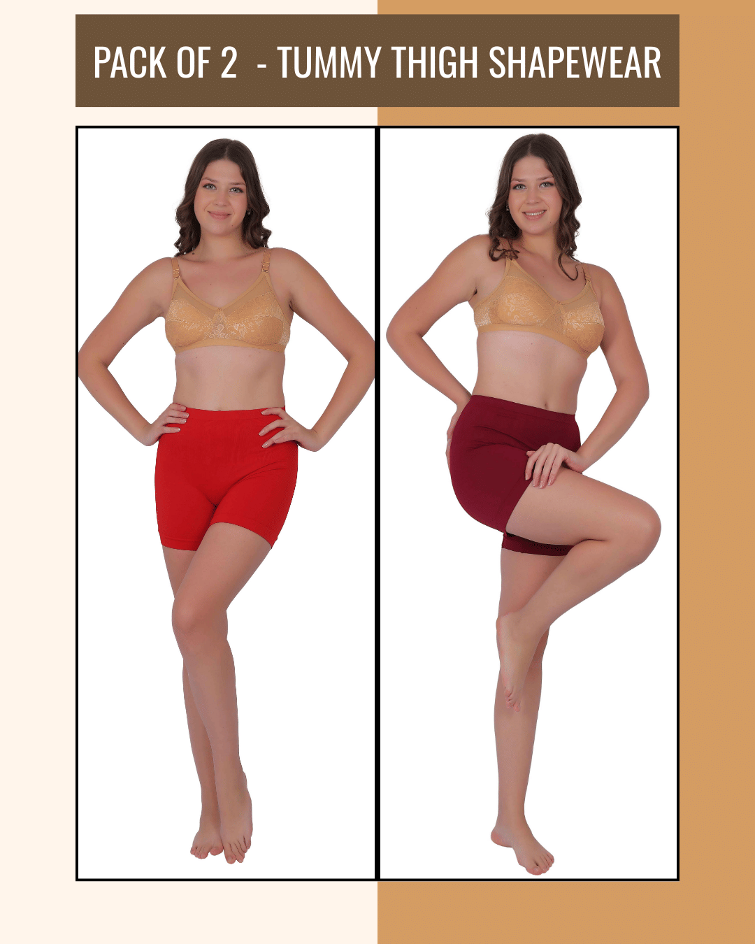 Pia Trends Women Cotton Blend Tummy & Thigh Shaper ( Red,Maroon ) Pia Trends Women Cotton Blend Tummy & Thigh Shaper ( Red,Maroon )