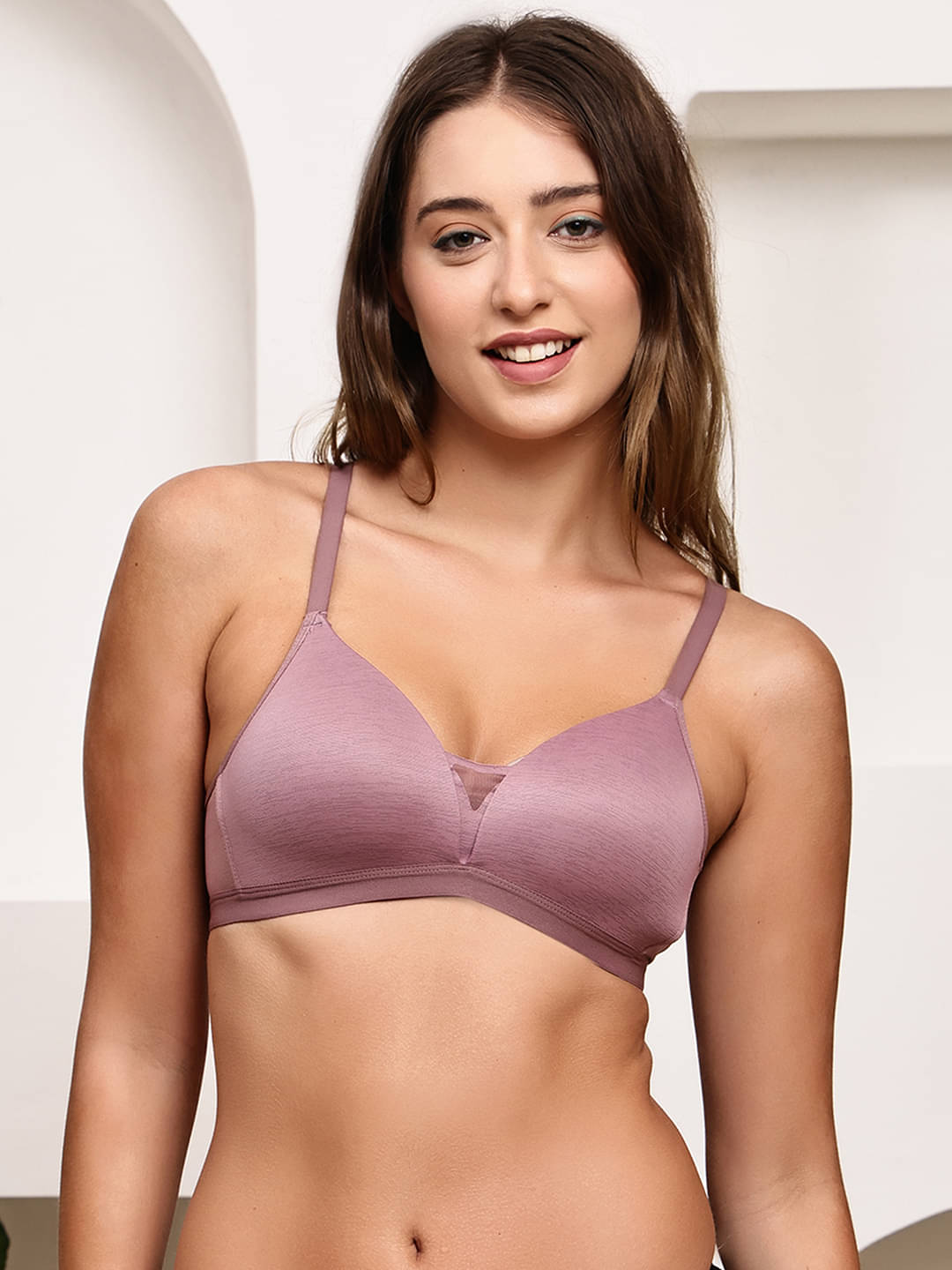 PrettyCat Pack of 1 Cotton Blend Lightly Padded Plunge Bra For Women ( Pink )     			PrettyCat Pack of 1 Cotton Blend Lightly Padded Plunge Bra For Women ( Pink )