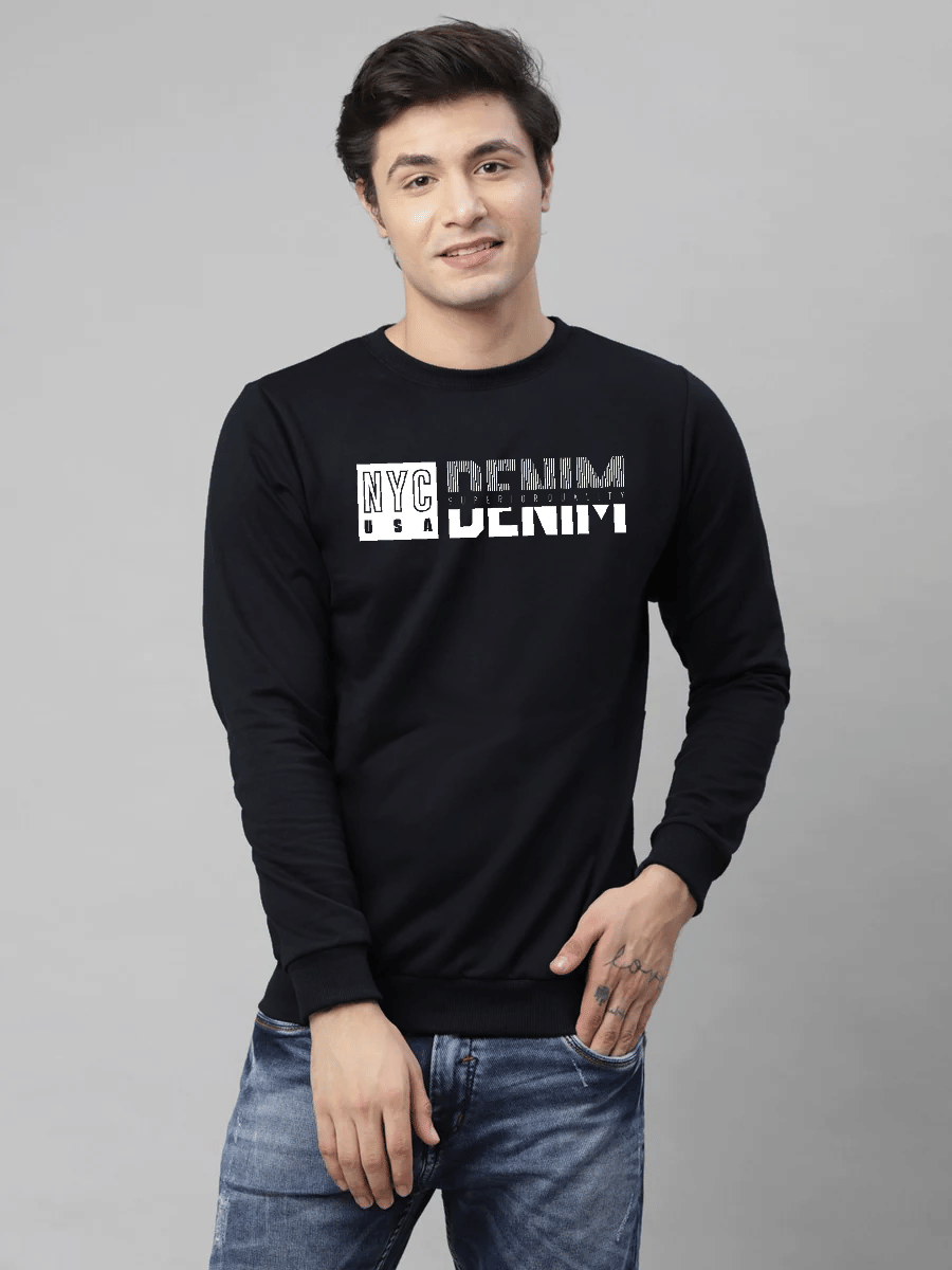 Reya Cotton Blend Round Neck Men's Sweatshirt - Black ( Pack of 1 ) Reya Cotton Blend Round Neck Men's Sweatshirt - Black ( Pack of 1 )