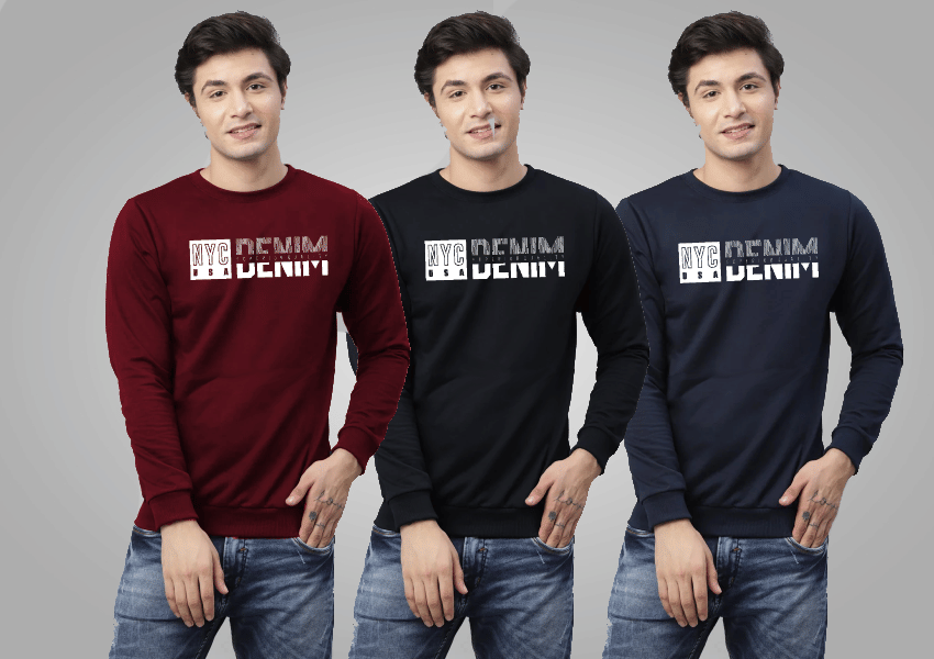     			Reya Cotton Blend Round Neck Men's Sweatshirt - Multicolor ( Pack of 3 )