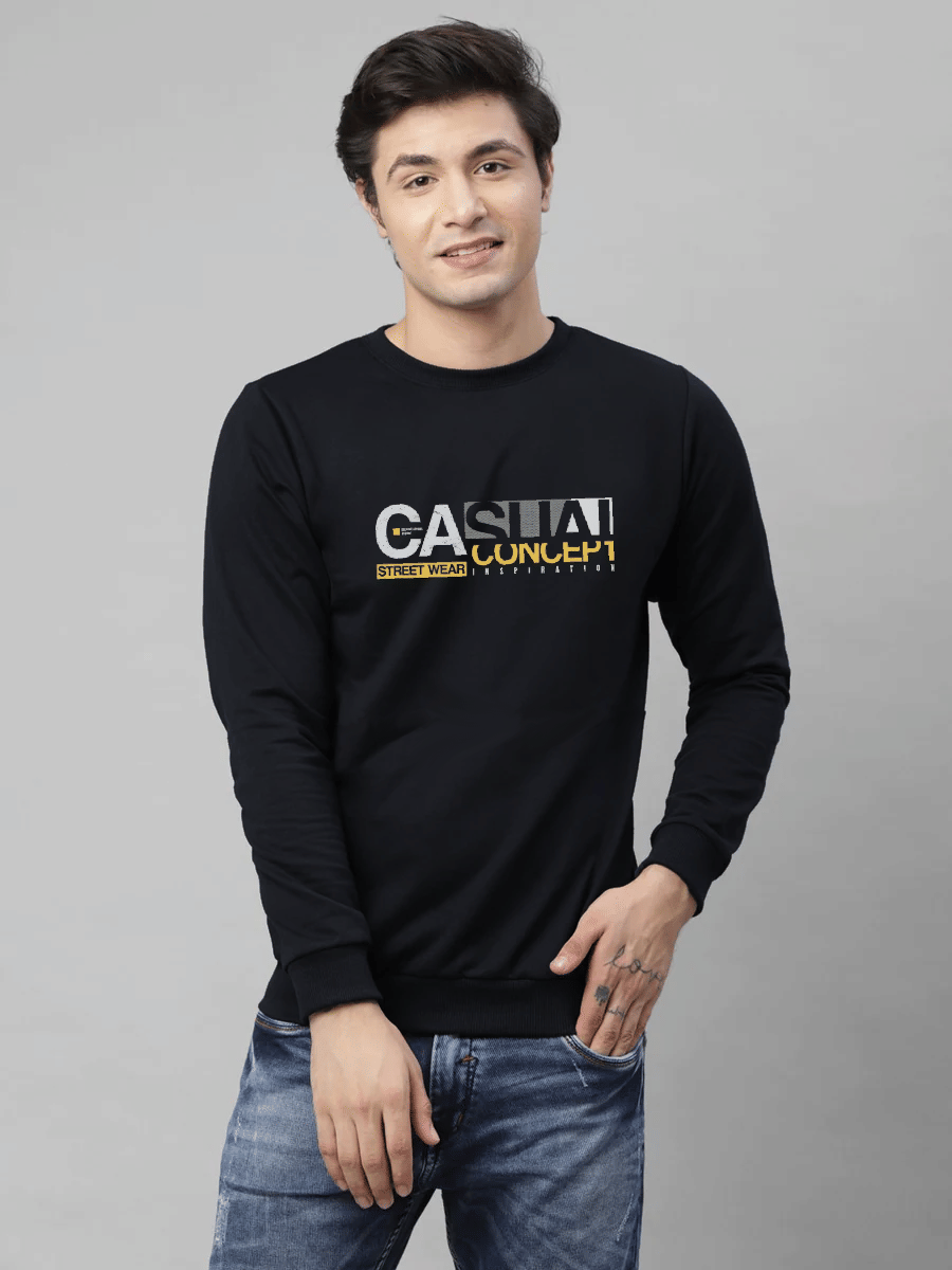     			Reya Cotton Blend Round Neck Men's Sweatshirt - Black ( Pack of 1 )