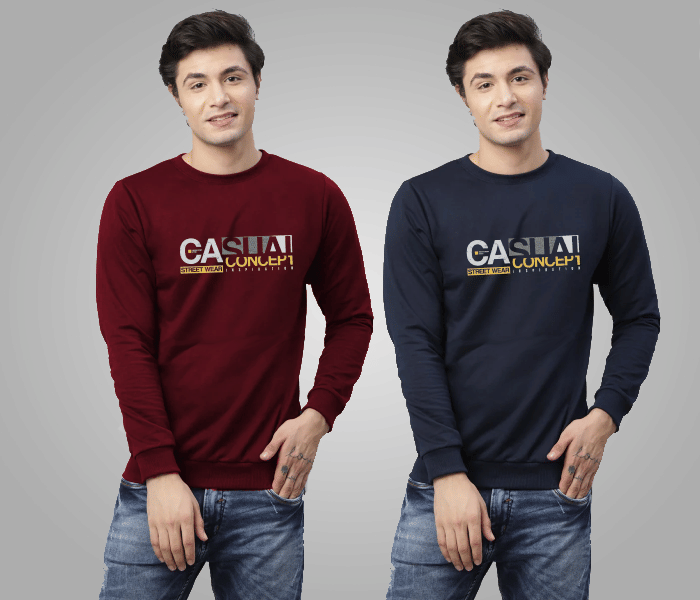     			Reya Cotton Blend Round Neck Men's Sweatshirt - Multicolor ( Pack of 2 )
