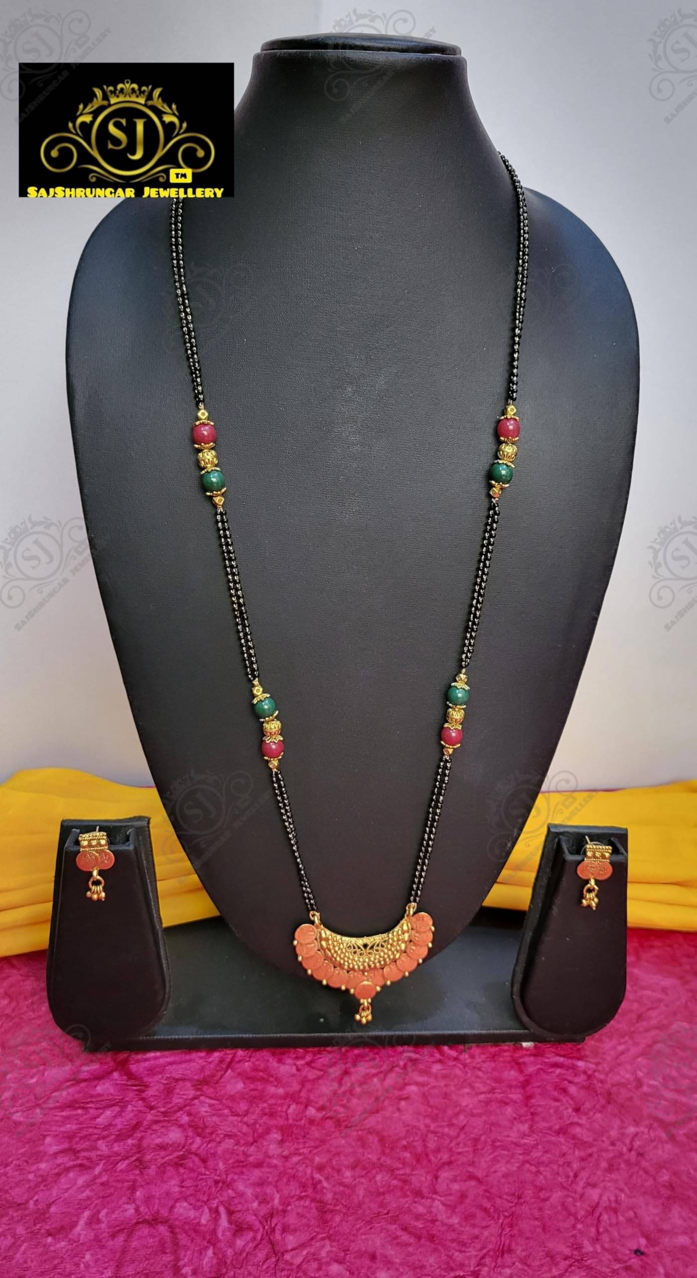 SAJSHRUNGAR JEWELLERY Golden Mangalsutra Set ( Pack of 1 ) SAJSHRUNGAR JEWELLERY Golden Mangalsutra Set ( Pack of 1 )