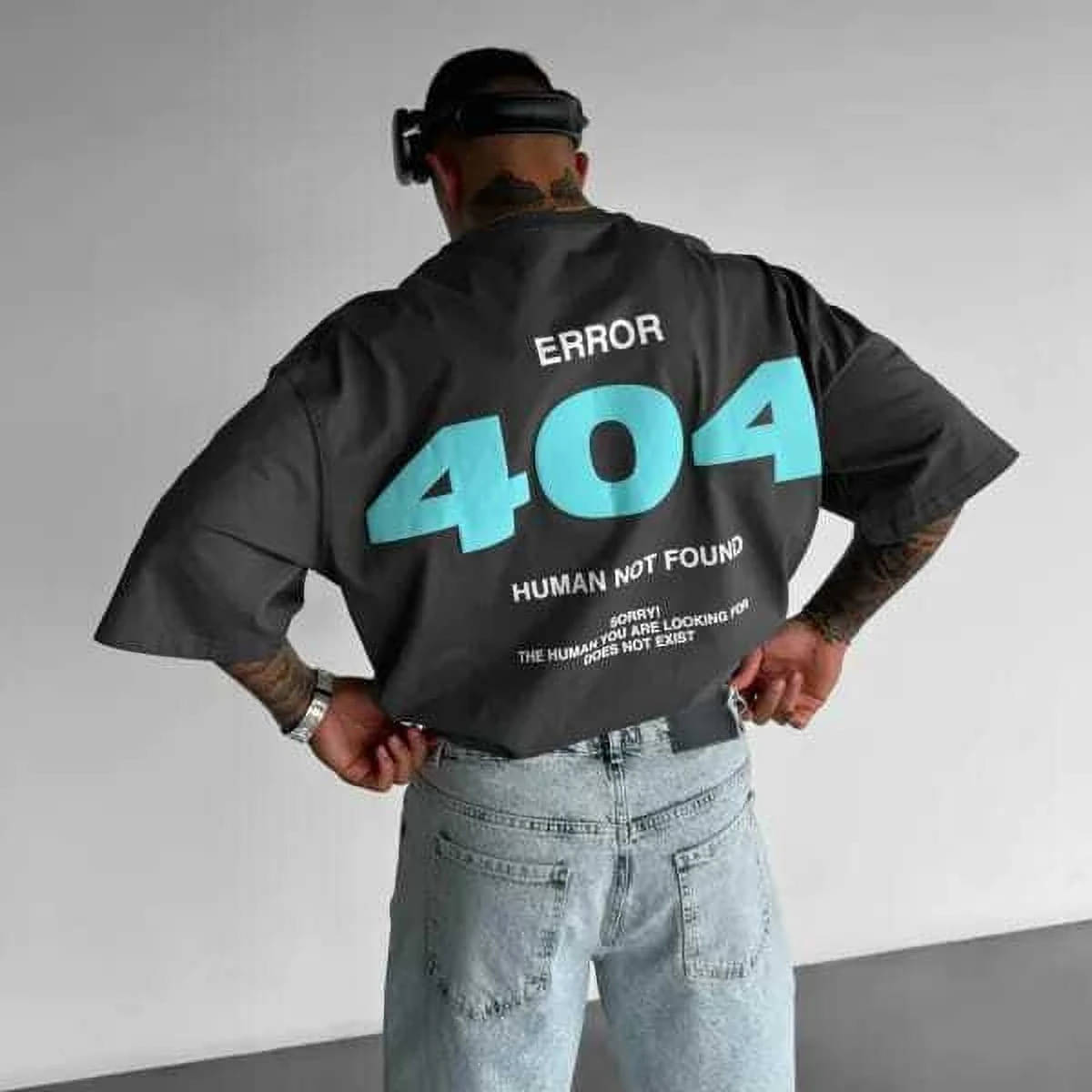     			SMOSH Men Cotton Blend Oversized Fit Printed T-Shirt ( Grey )