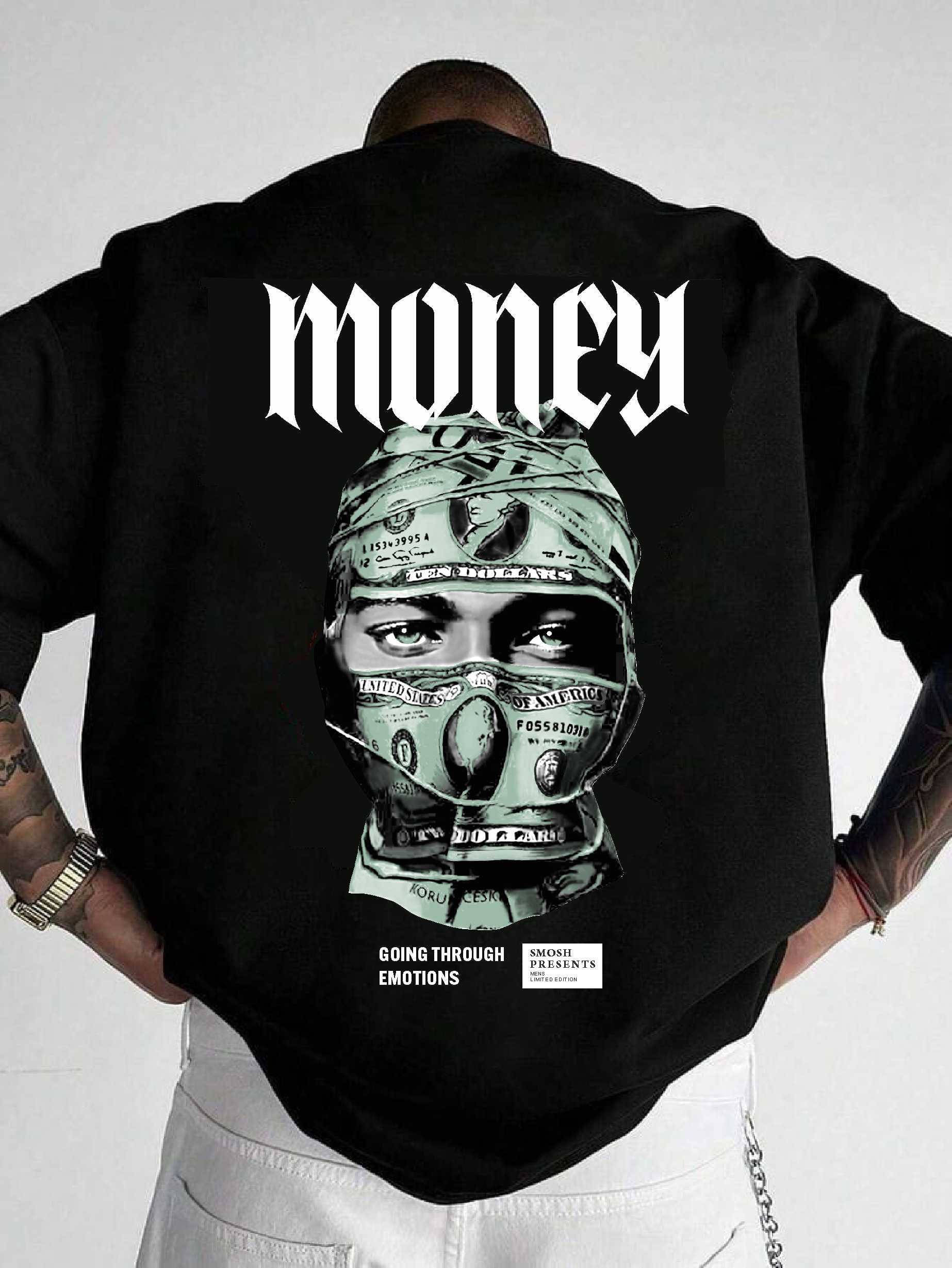     			SMOSH Men Cotton Blend Oversized Fit Printed T-Shirt ( Black 4 )