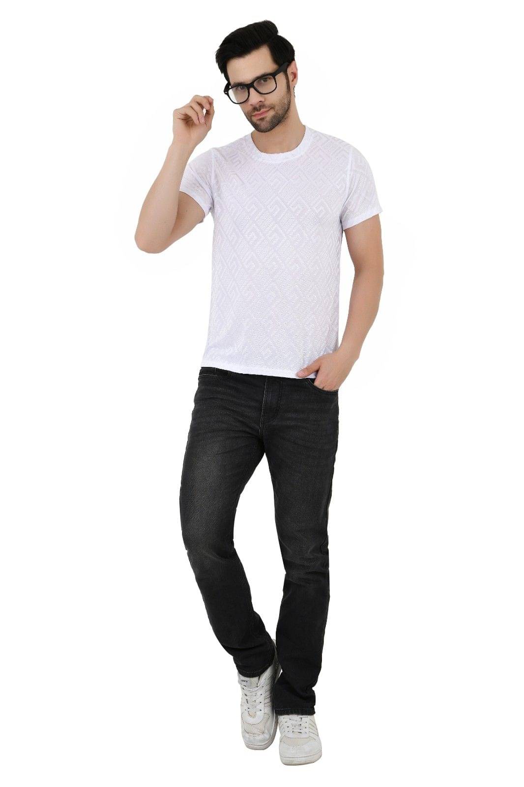     			Sageware Men Polyester Regular Fit Printed T-Shirt ( White )
