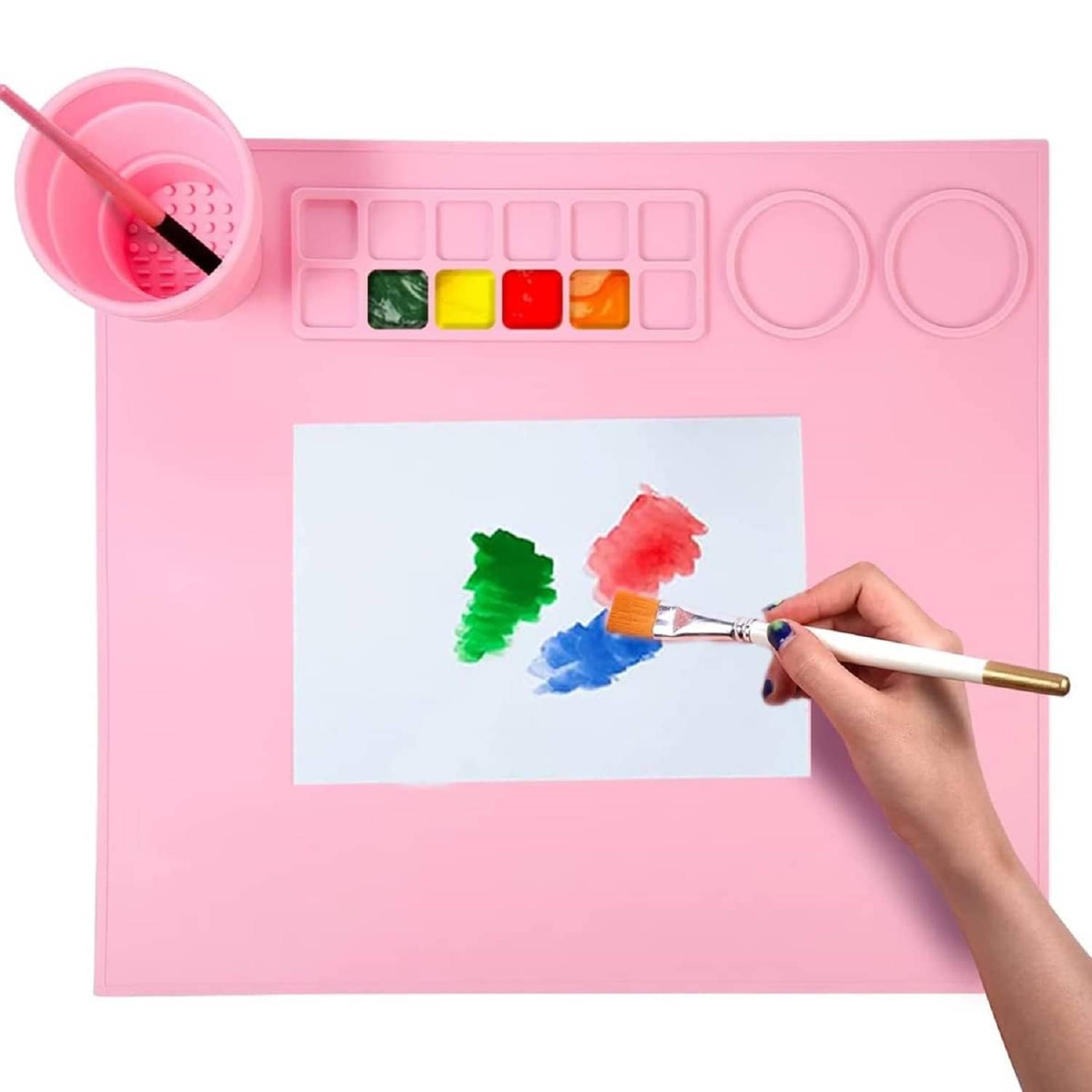 Silicone Art Mat with Cleaning Cup Multipurpose Silicone Craft Sheet for Painting Clay Resin Casting Flexible Crafting Mat Silicone Art Mat with Cleaning Cup Multipurpose Silicone Craft Sheet for Painting Clay Resin Casting Flexible Crafting Mat