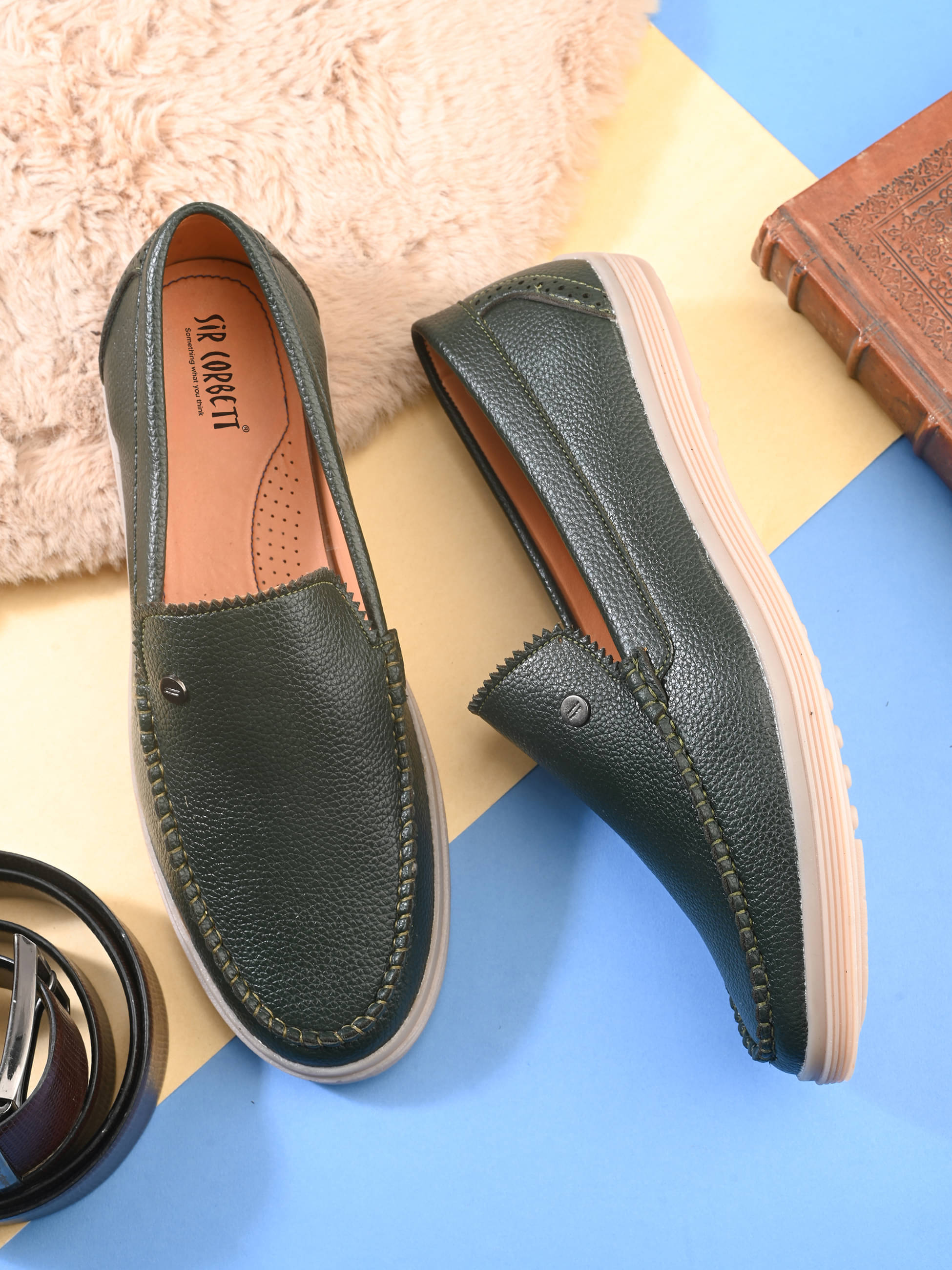     			Sir Corbett Olive Men's Slip on Shoes