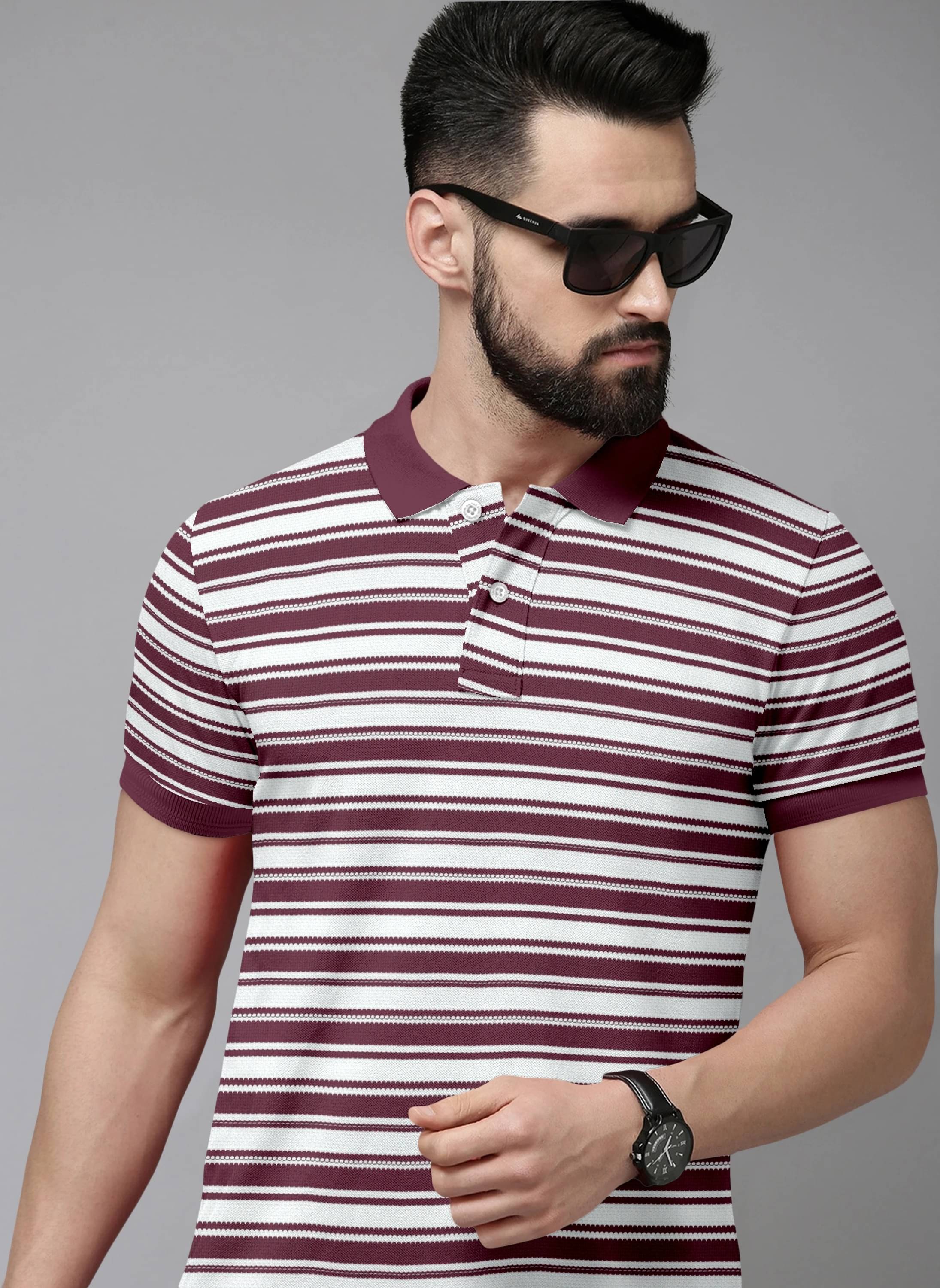     			The EG Store Men Cotton Slim Fit Striped Polo T Shirt ( Multicolor1 )