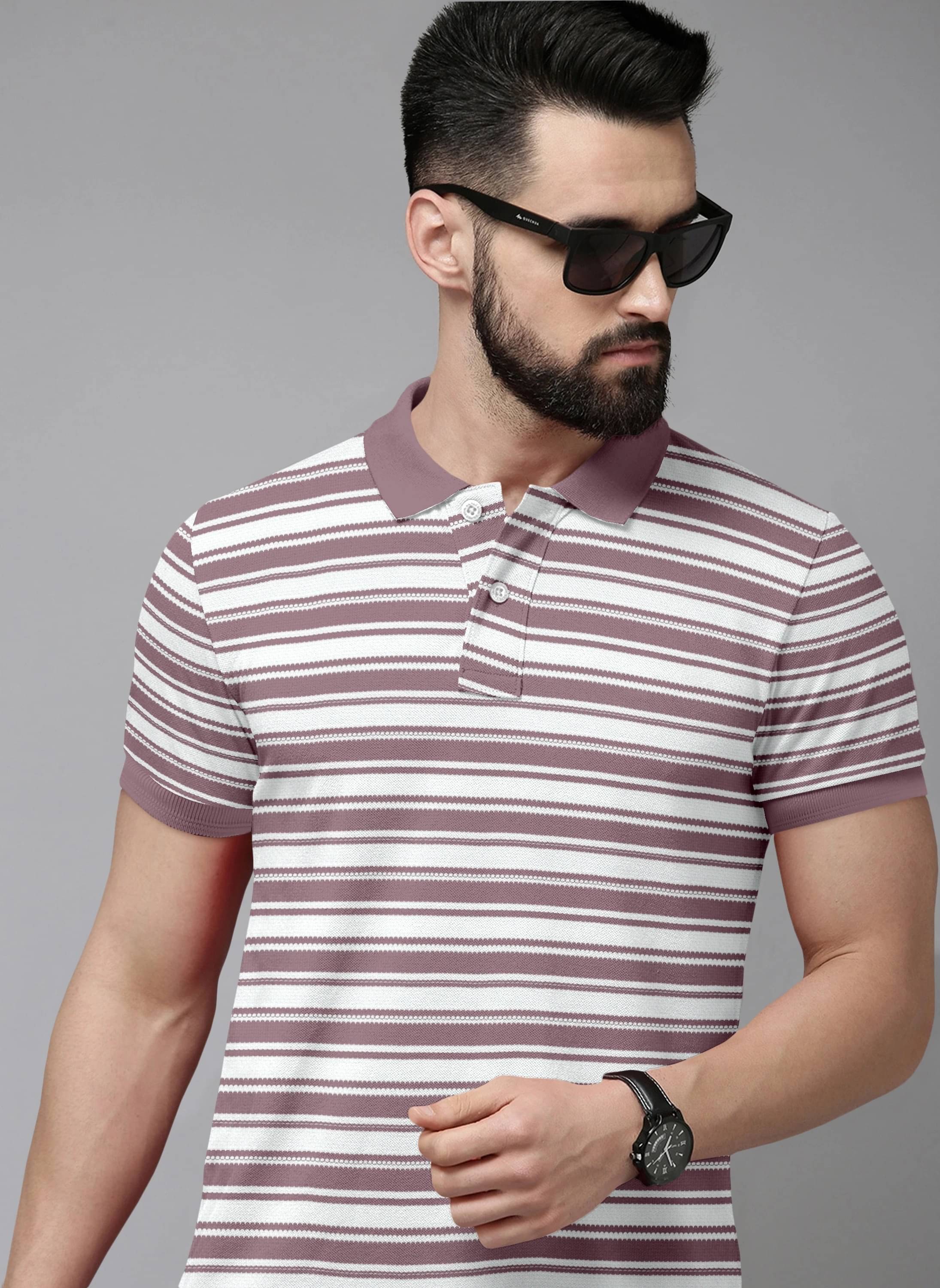     			The EG Store Men Cotton Slim Fit Striped Polo T Shirt ( Multicolor2 )