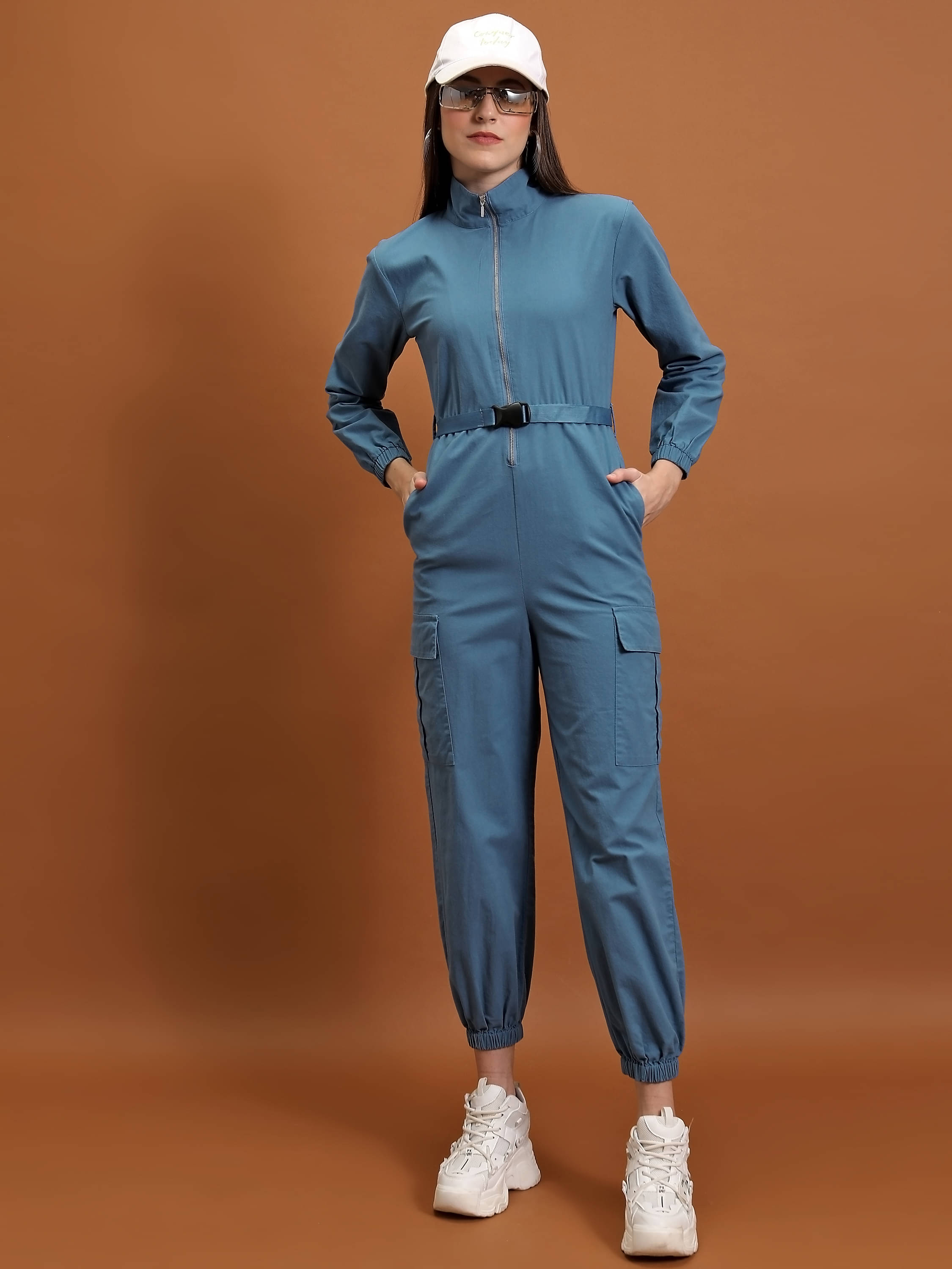     			Tokyo Talkies Women Solid Cotton Maternity Jumpsuit ( Blue )