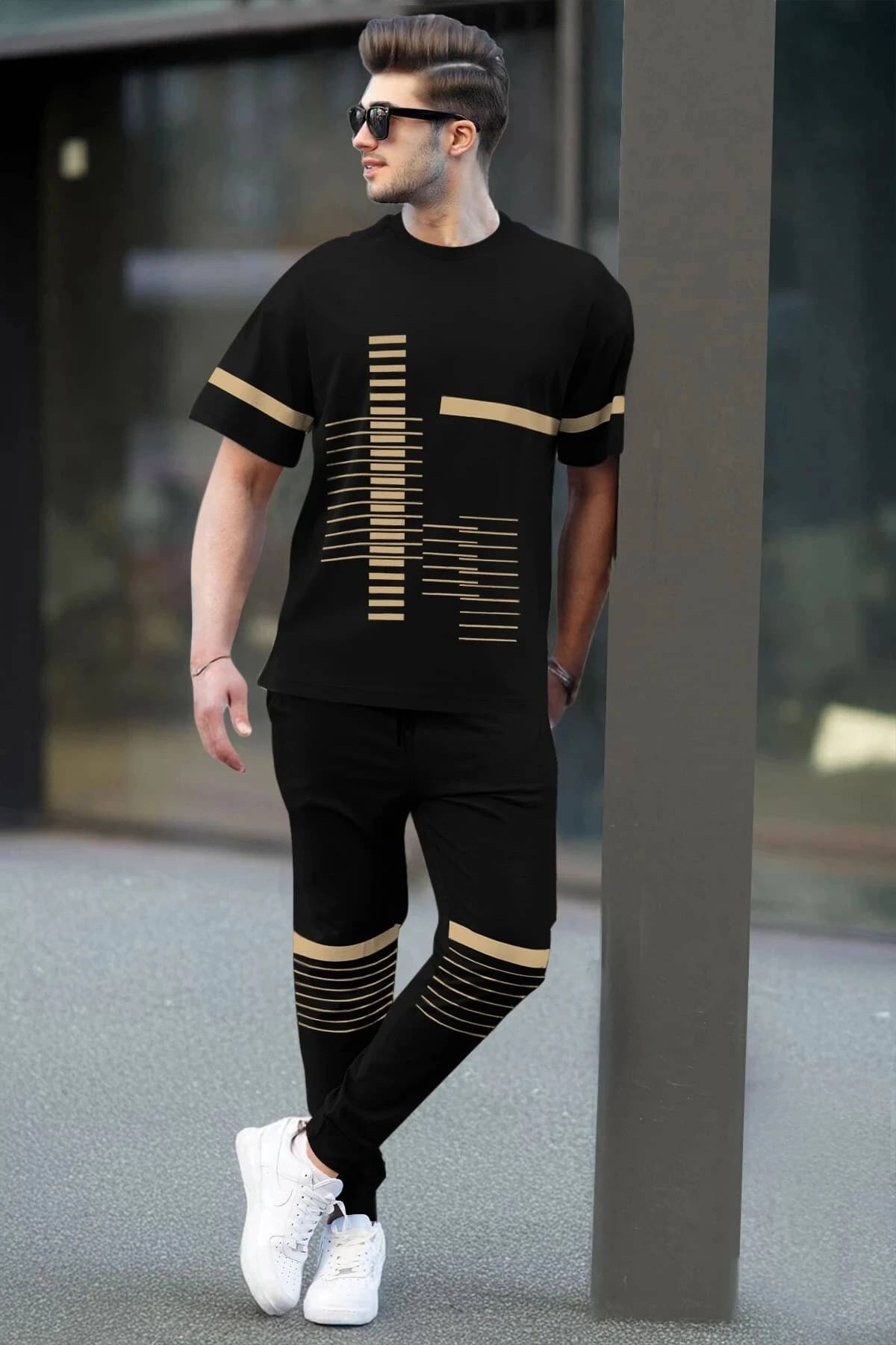     			Tripr Men's T-shirt With Joggers Co-Ords Set ( Pack of 1 , Black )