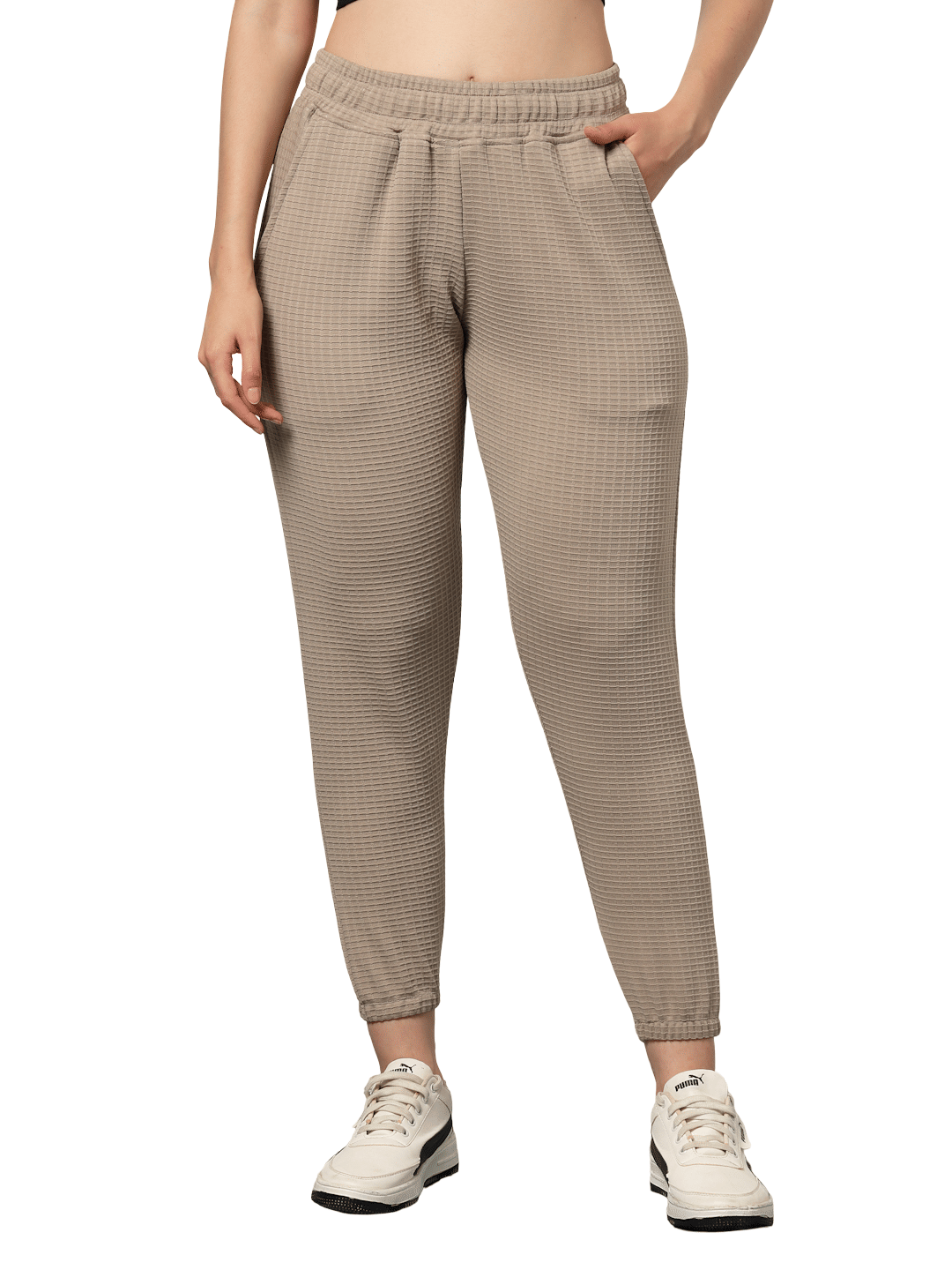     			Uzarus Women Polyester Casual Trousers ( Beige )