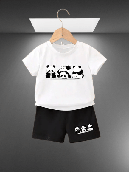     			WESEVEN Cotton Blend Printed T-shirt With Short Co-Ord Set For Girls ( White )