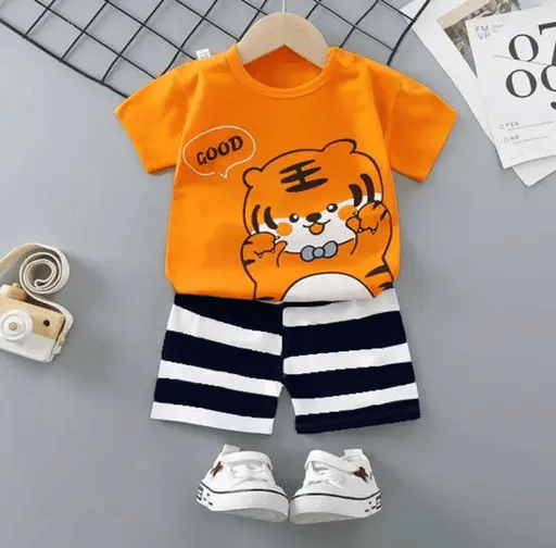 WESEVEN Pack of 1 Girls Cotton Blend T-shirt & Shorts ( Orange ) WESEVEN Pack of 1 Girls Cotton Blend T-shirt & Shorts ( Orange )