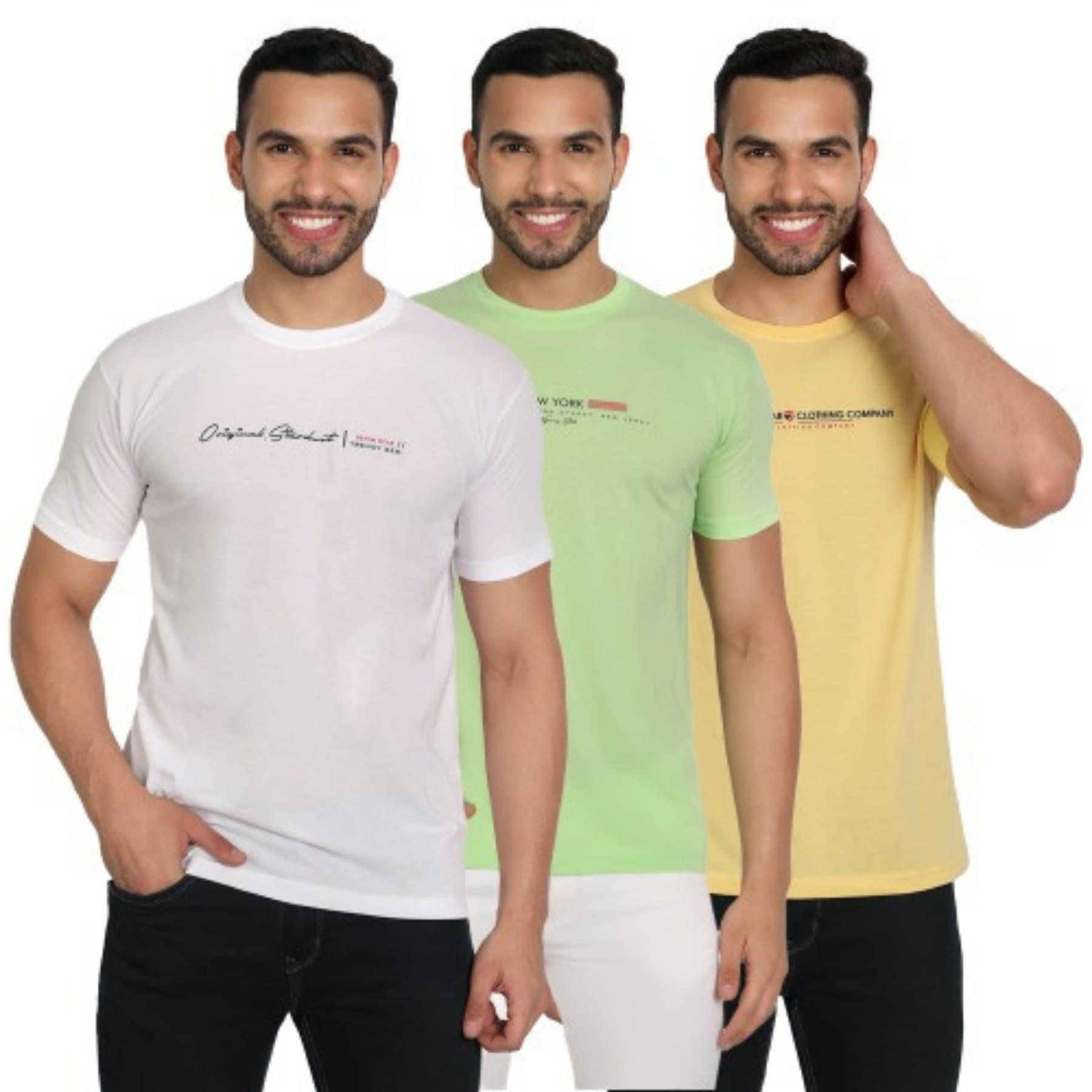     			ZEFFORA Men Cotton Blend Regular Fit Solid T-Shirt ( Multicolor1 )
