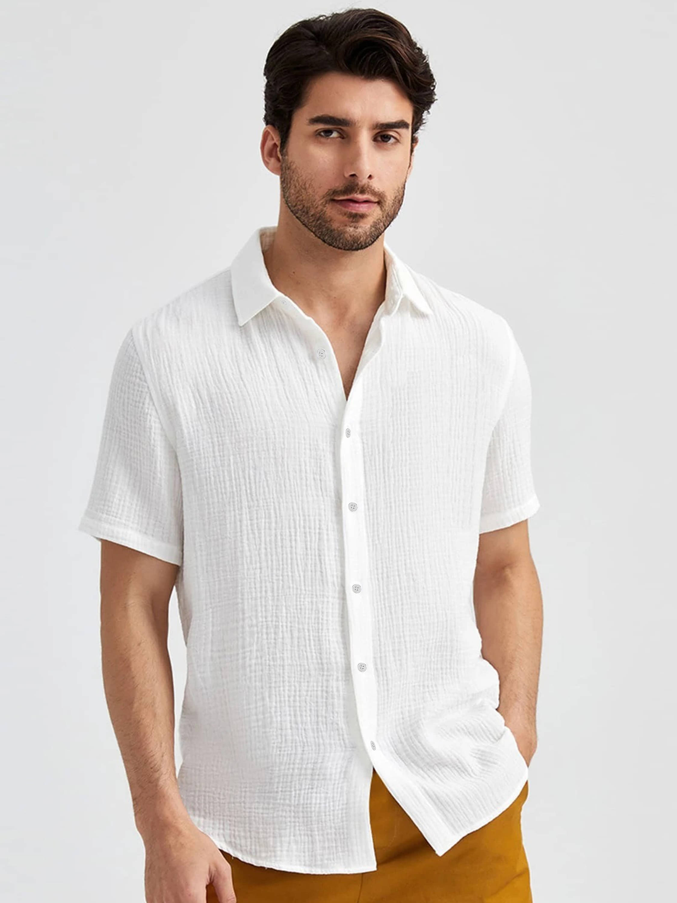 color bucket Cotton Blend Regular Fit Popcorn Textured Half Sleeves Men's Casual Shirt - White ( Pack of 1 ) color bucket Cotton Blend Regular Fit Popcorn Textured Half Sleeves Men's Casual Shirt - White ( Pack of 1 )