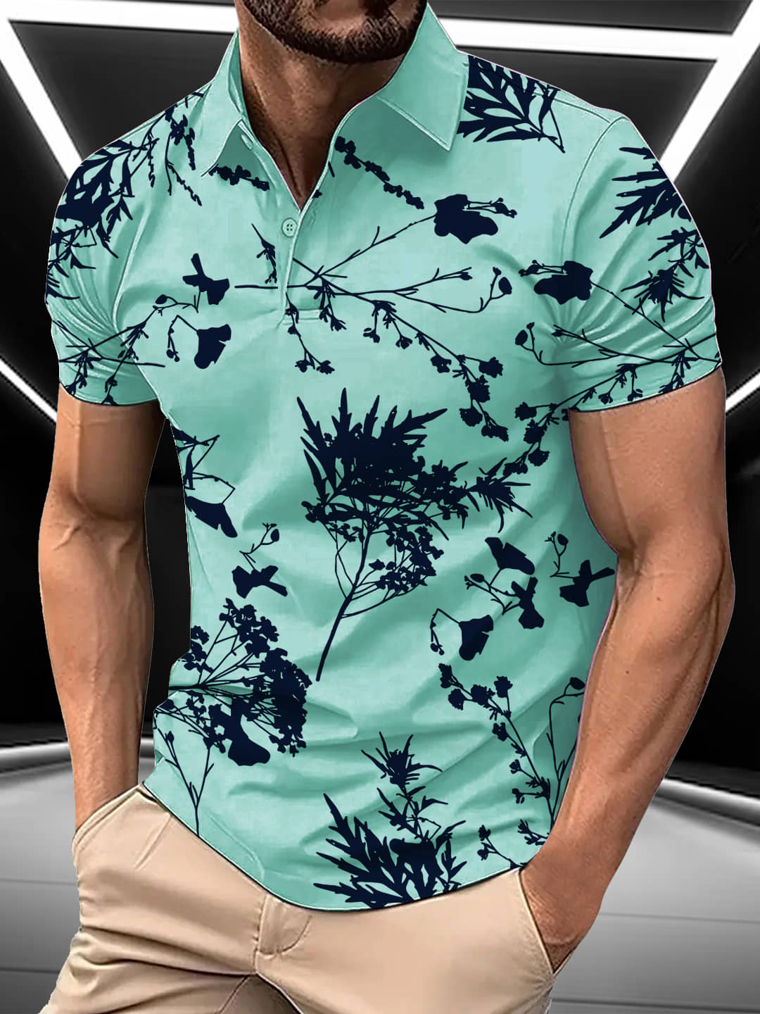AIN6 Men Cotton Blend Regular Fit Printed Polo T Shirt ( Lavender )