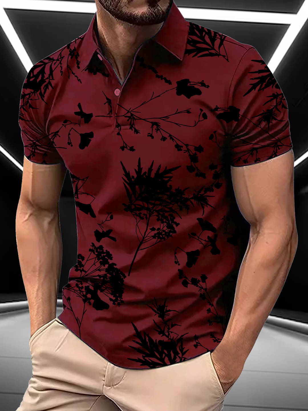    			AIN6 Men Cotton Blend Regular Fit Printed Polo T Shirt ( Maroon )