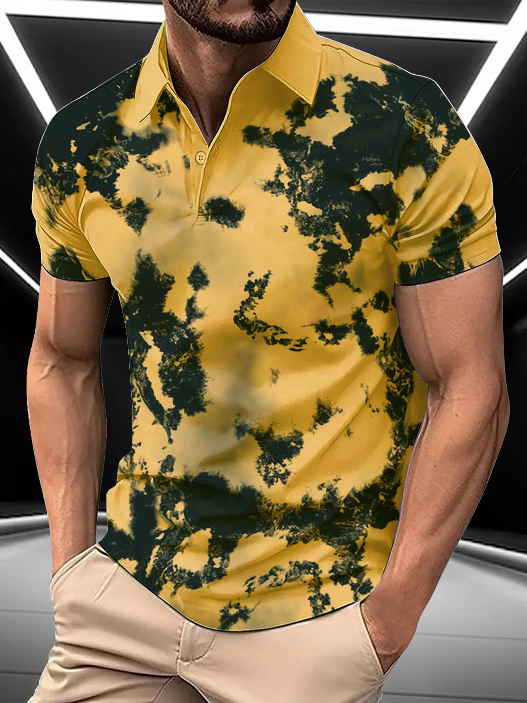 AIN6 Men Cotton Blend Regular Fit Printed Polo T Shirt ( Mustard ) AIN6 Men Cotton Blend Regular Fit Printed Polo T Shirt ( Mustard )