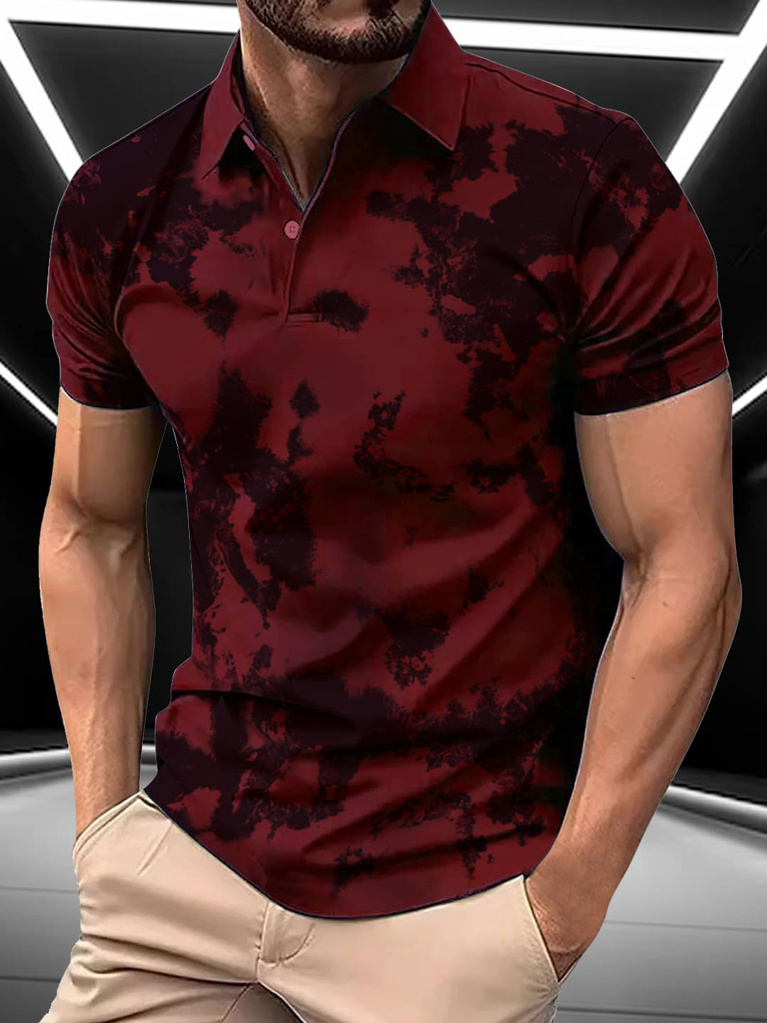     			AIN6 Men Cotton Blend Regular Fit Printed Polo T Shirt ( Maroon )