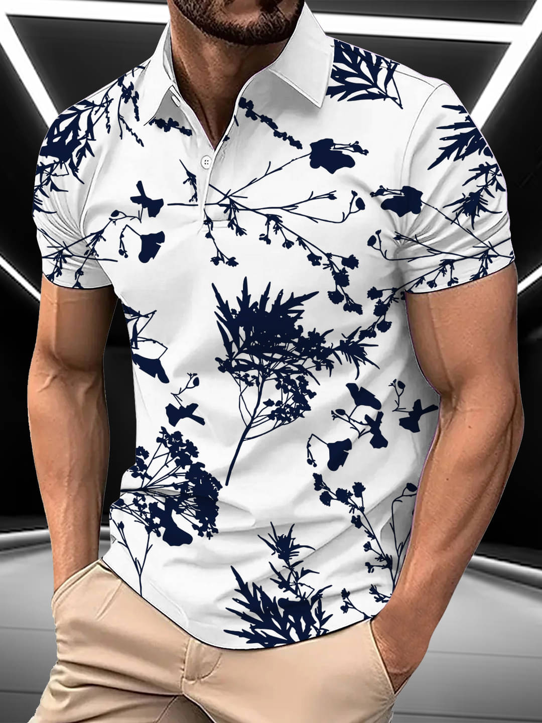     			AIN6 Men Cotton Blend Regular Fit Printed Polo T Shirt ( White )