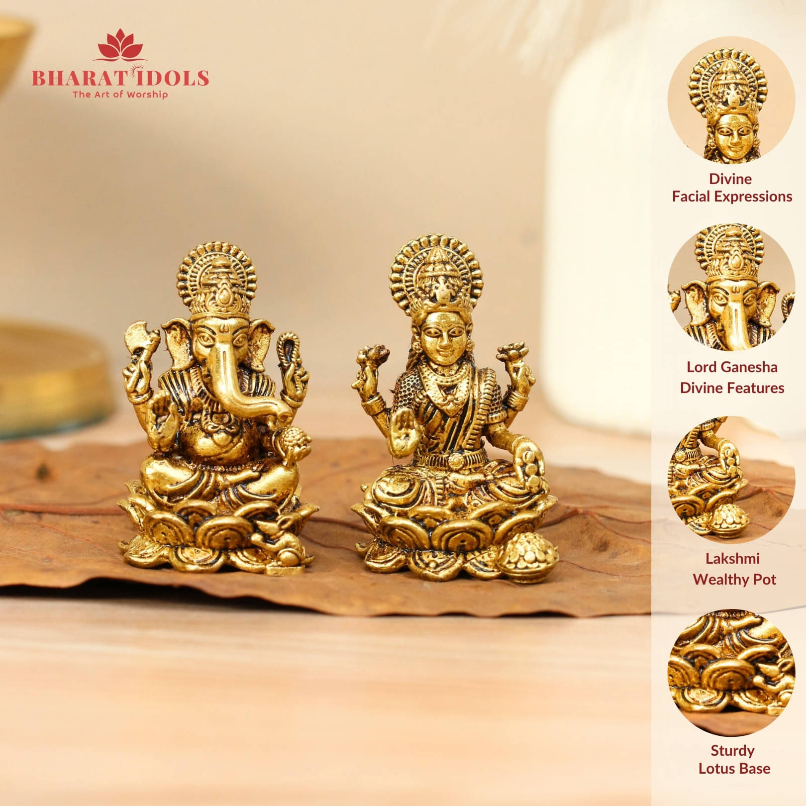 BHARAT IDOLS Brass Laxmi Ganesh Idol ( 5 cm ) BHARAT IDOLS Brass Laxmi Ganesh Idol ( 5 cm )