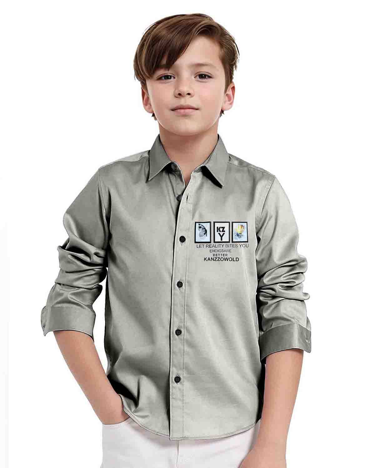     			BLS Pack of 1 Boys Satin Full Sleeves Shirt ( Silver )