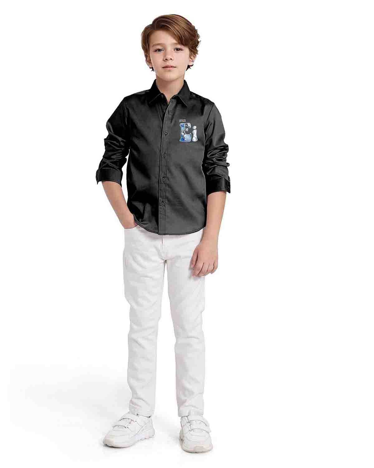     			BLS Pack of 1 Boys Satin Full Sleeves Shirt ( Black )