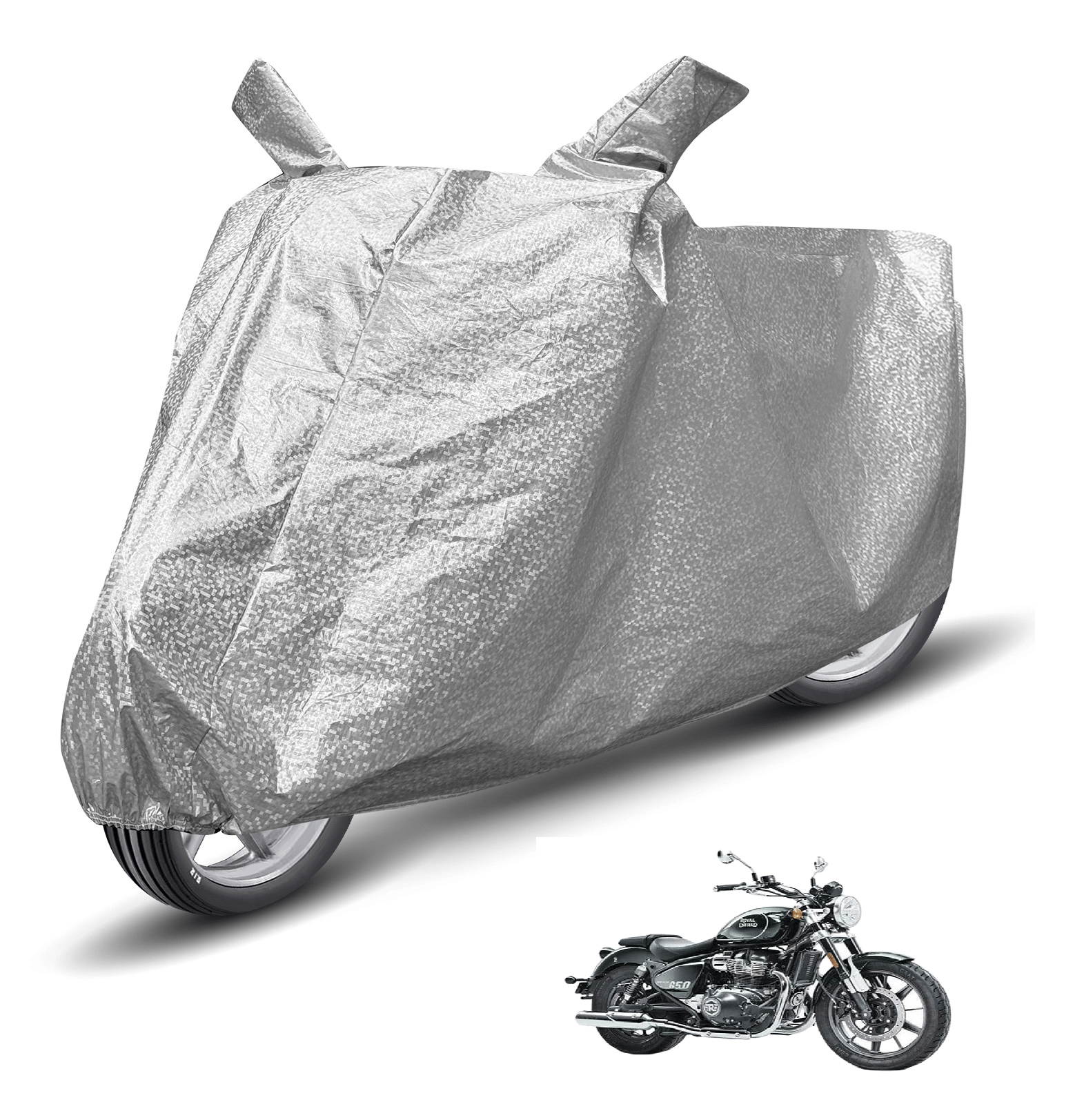 Caronix Bike Body Cover for Royal Enfield All Bike Models ( Pack of 1 ) , Silver Caronix Bike Body Cover for Royal Enfield All Bike Models ( Pack of 1 ) , Silver
