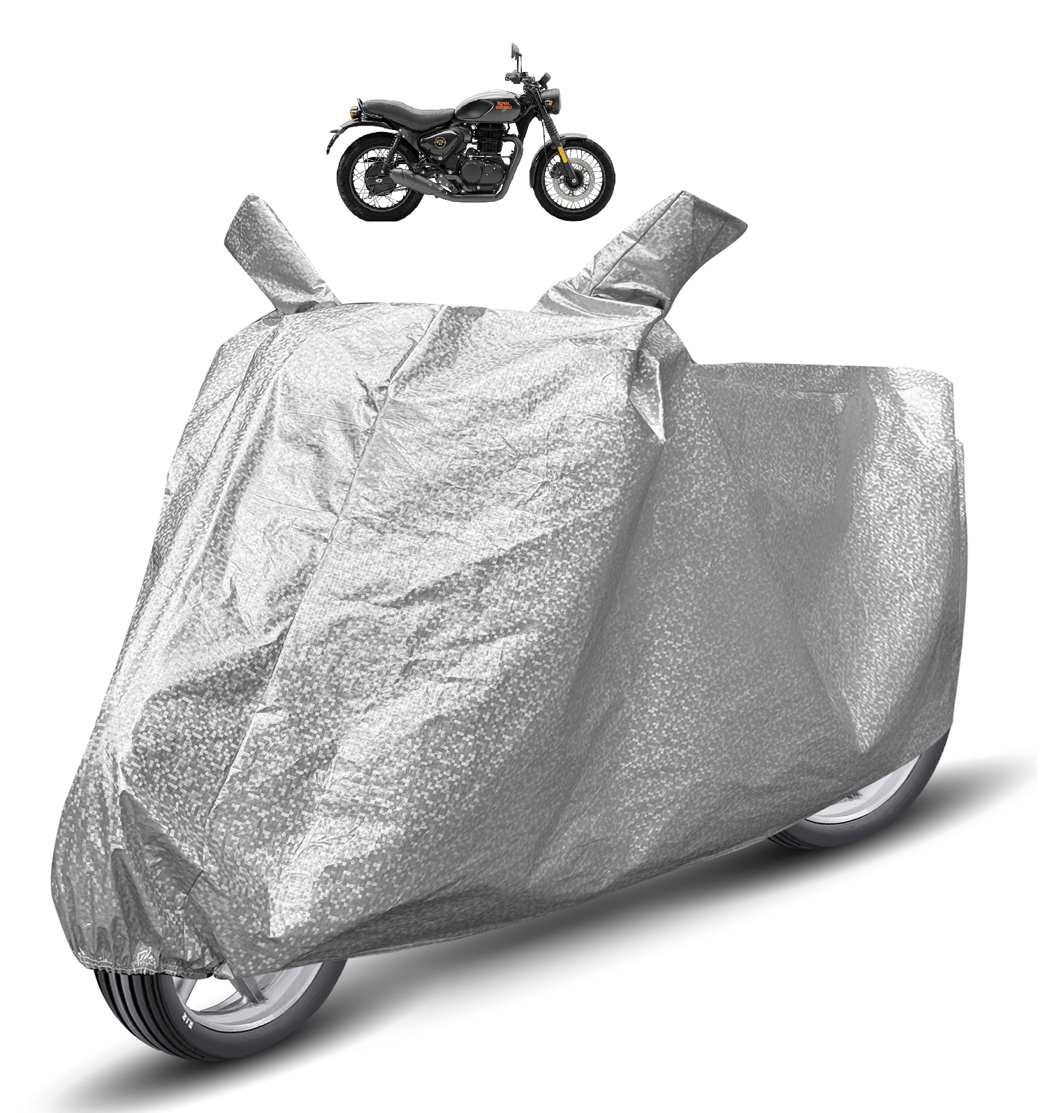     			Caronix Bike Body Cover for Royal Enfield Hunter 350 ( Pack of 1 ) , Silver