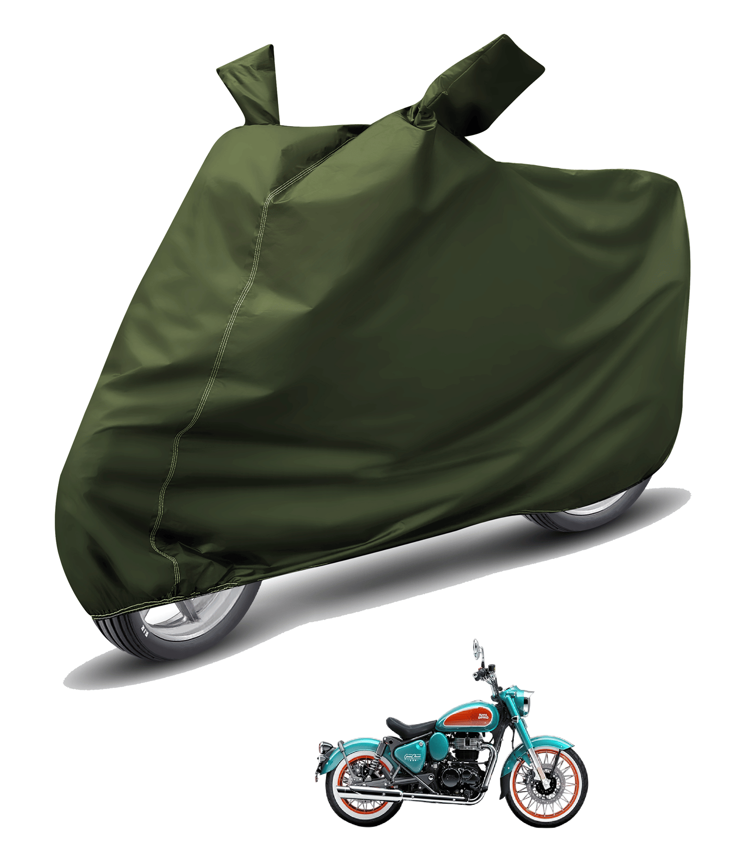 Caronix Bike Body Cover for Royal Enfield All Bike Models ( Pack of 1 ) , Green Caronix Bike Body Cover for Royal Enfield All Bike Models ( Pack of 1 ) , Green