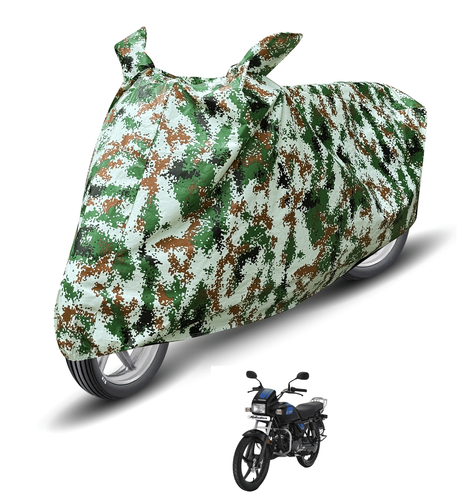 Caronix Bike Body Cover for Hero Splendor Plus ( Pack of 1 ) , Olive Caronix Bike Body Cover for Hero Splendor Plus ( Pack of 1 ) , Olive
