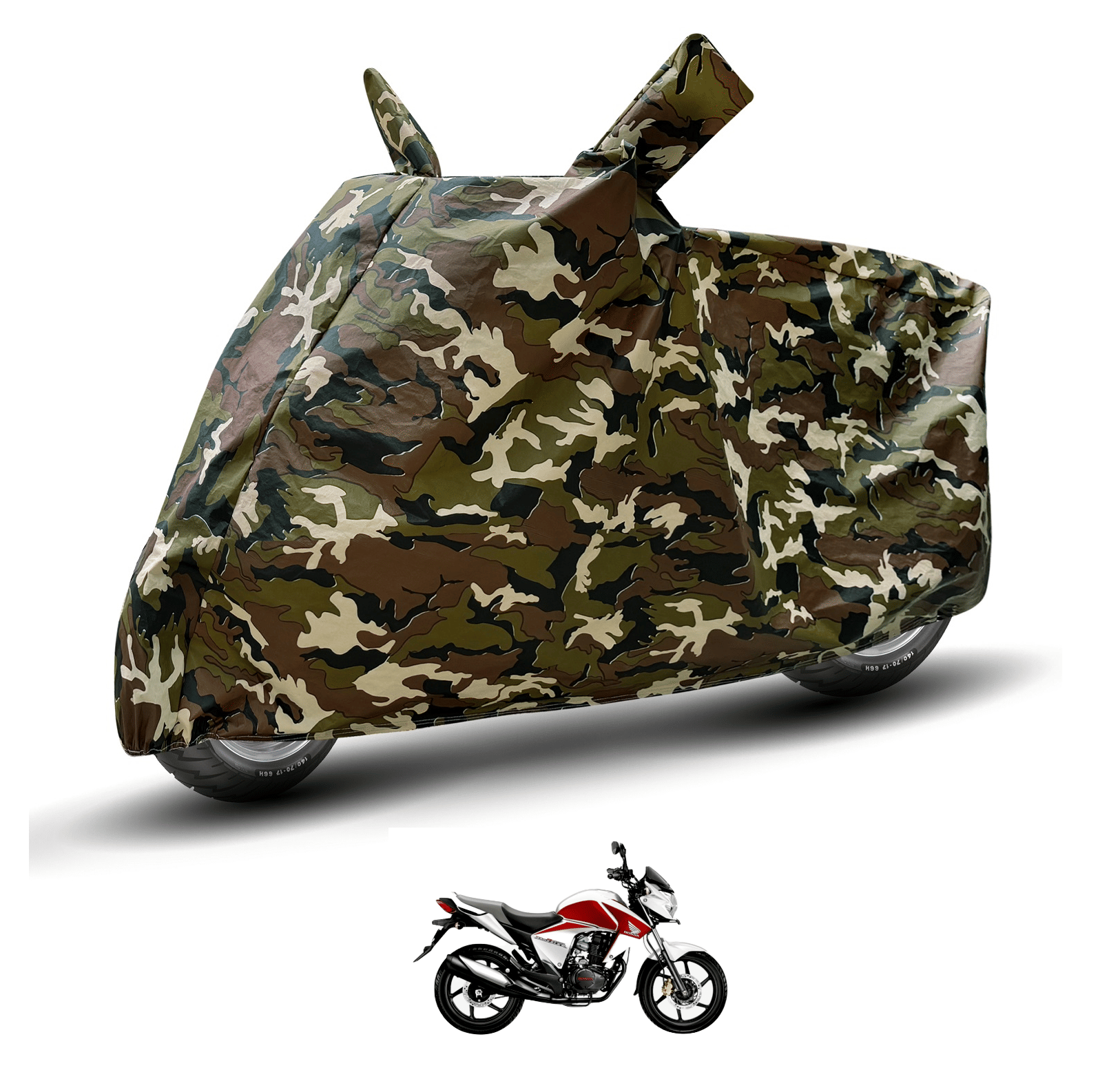     			Caronix Bike Body Cover for Honda All Bike Models ( Pack of 1 ) , Camouflage