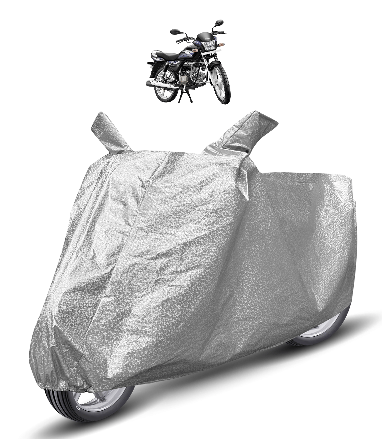     			Caronix Bike Body Cover for Hero Splendor PRO ( Pack of 1 ) , Silver