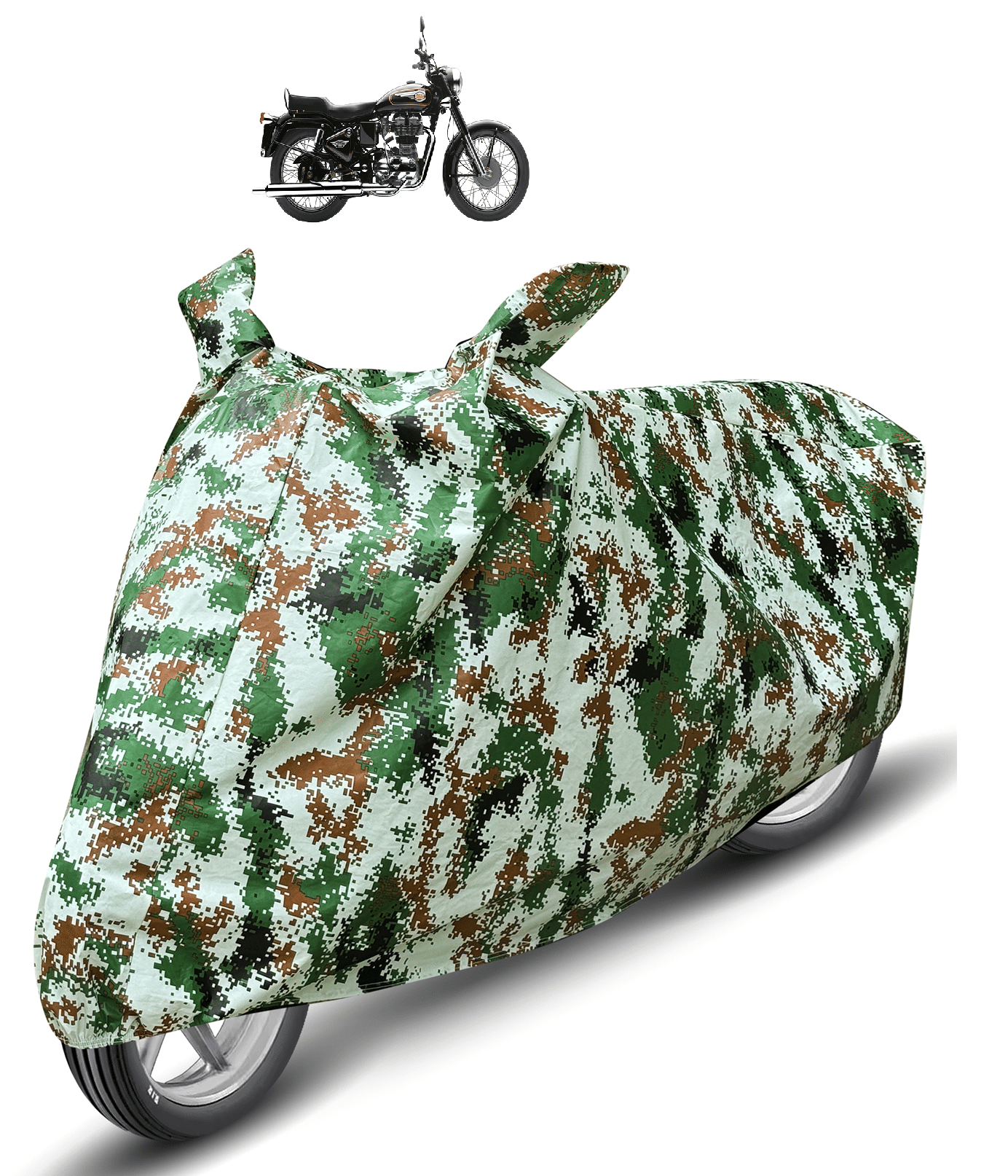     			Caronix Bike Body Cover for Royal Enfield Bullet 350 ( Pack of 1 ) , Olive