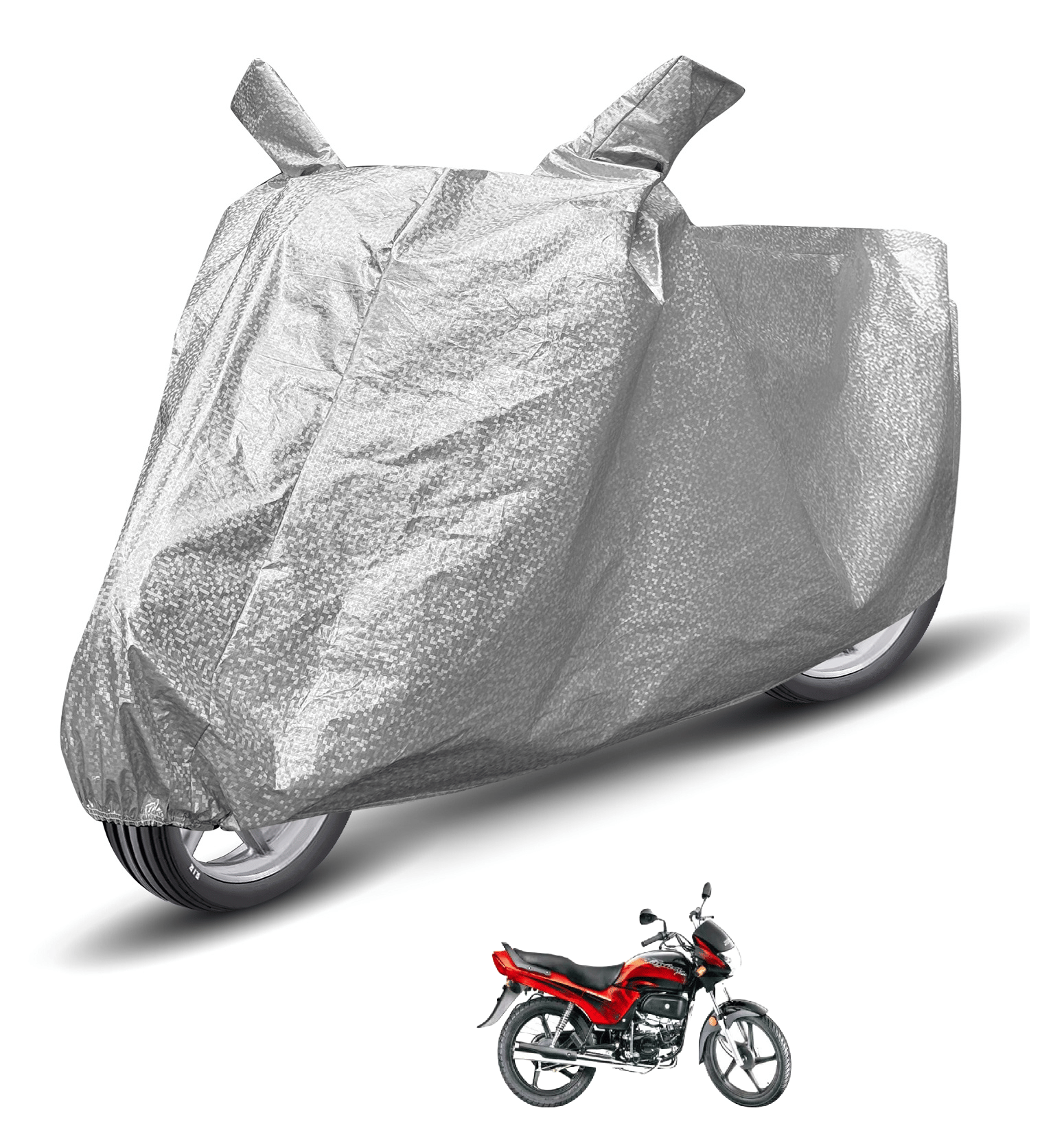 Caronix Bike Body Cover for Hero Passion Plus ( Pack of 1 ) , Silver Caronix Bike Body Cover for Hero Passion Plus ( Pack of 1 ) , Silver