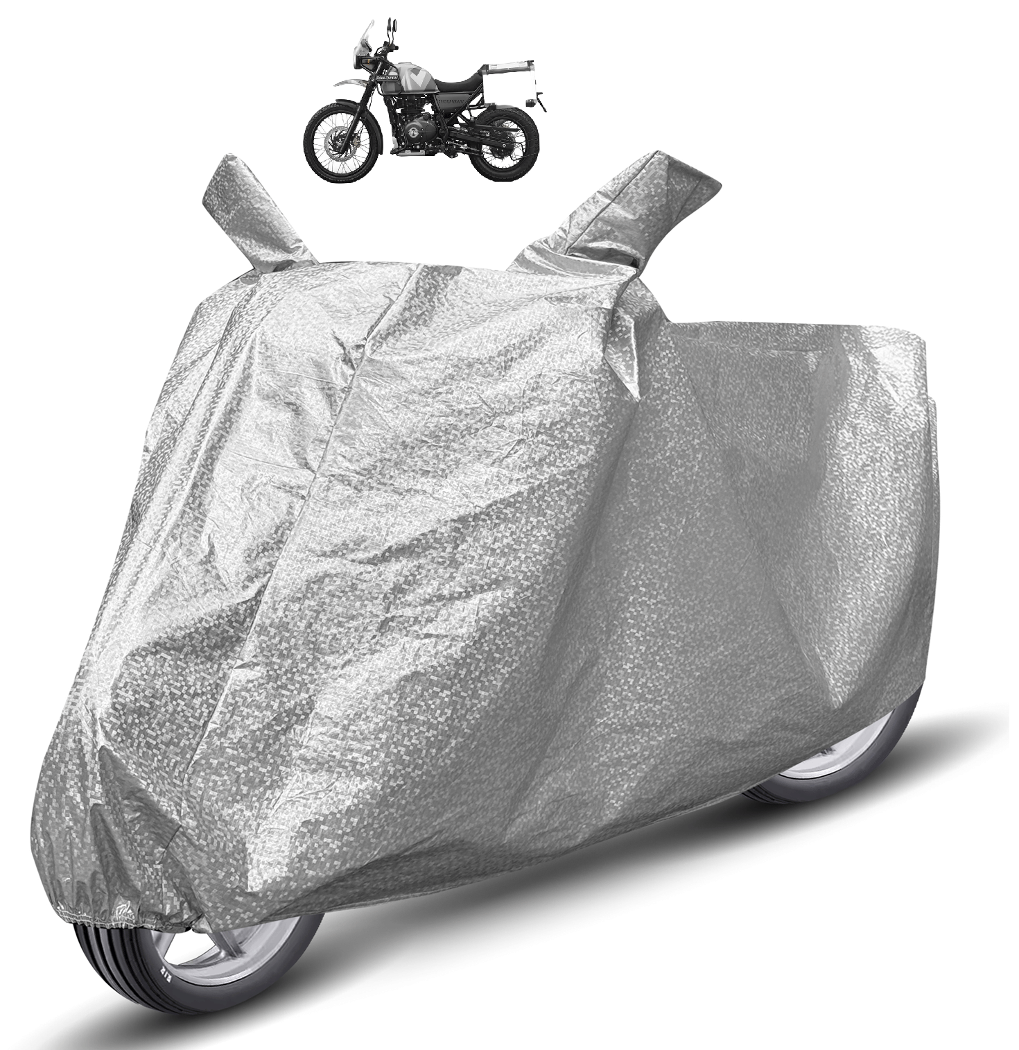 Caronix Bike Body Cover for Royal Enfield Himalayan ( Pack of 1 ) , Silver     			Caronix Bike Body Cover for Royal Enfield Himalayan ( Pack of 1 ) , Silver