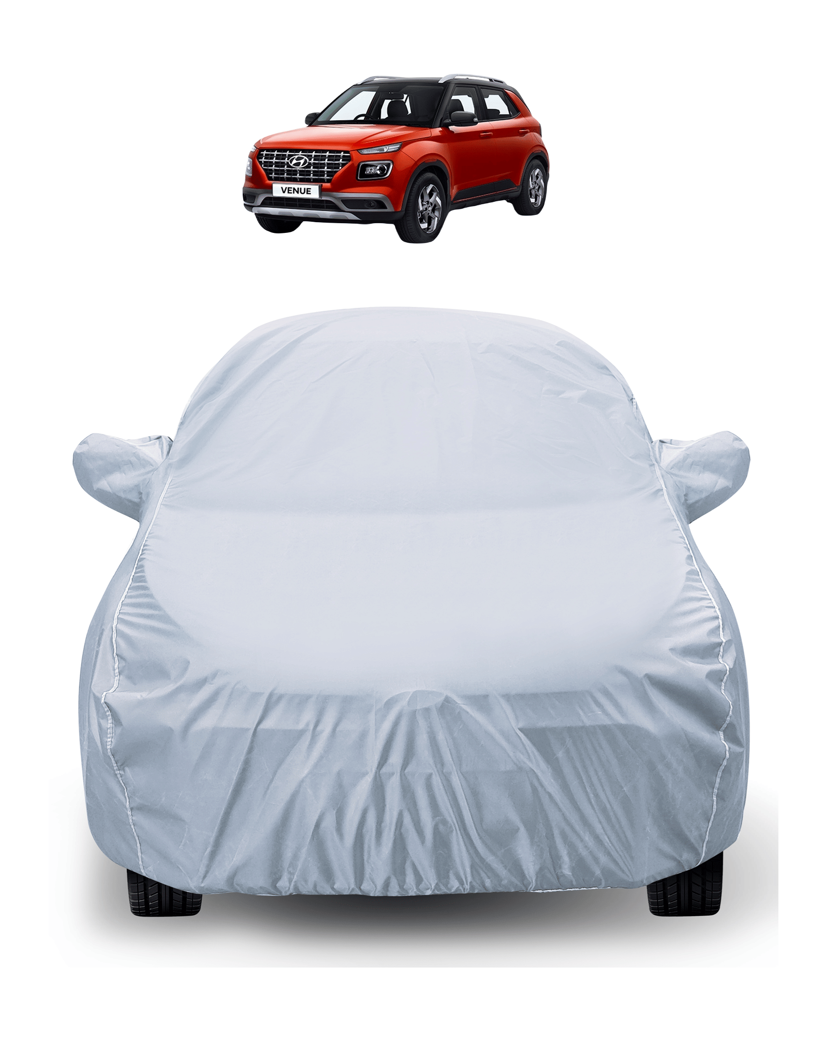     			Caronix Car Body Cover for Hyundai All Car Models With Mirror Pocket ( Pack of 1 ) , Silver