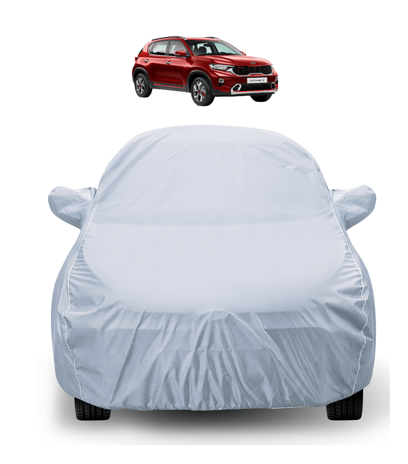     			Caronix Car Body Cover for Kia All Car Models With Mirror Pocket ( Pack of 1 ) , Silver