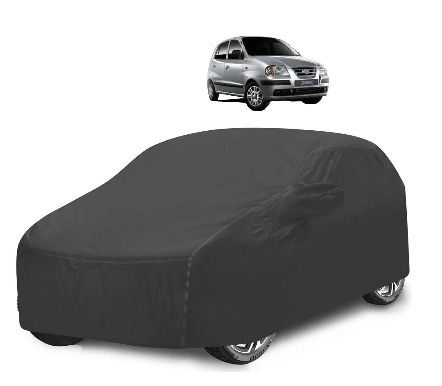     			Caronix Car Body Cover for Hyundai All Car Models With Mirror Pocket ( Pack of 1 ) , Grey