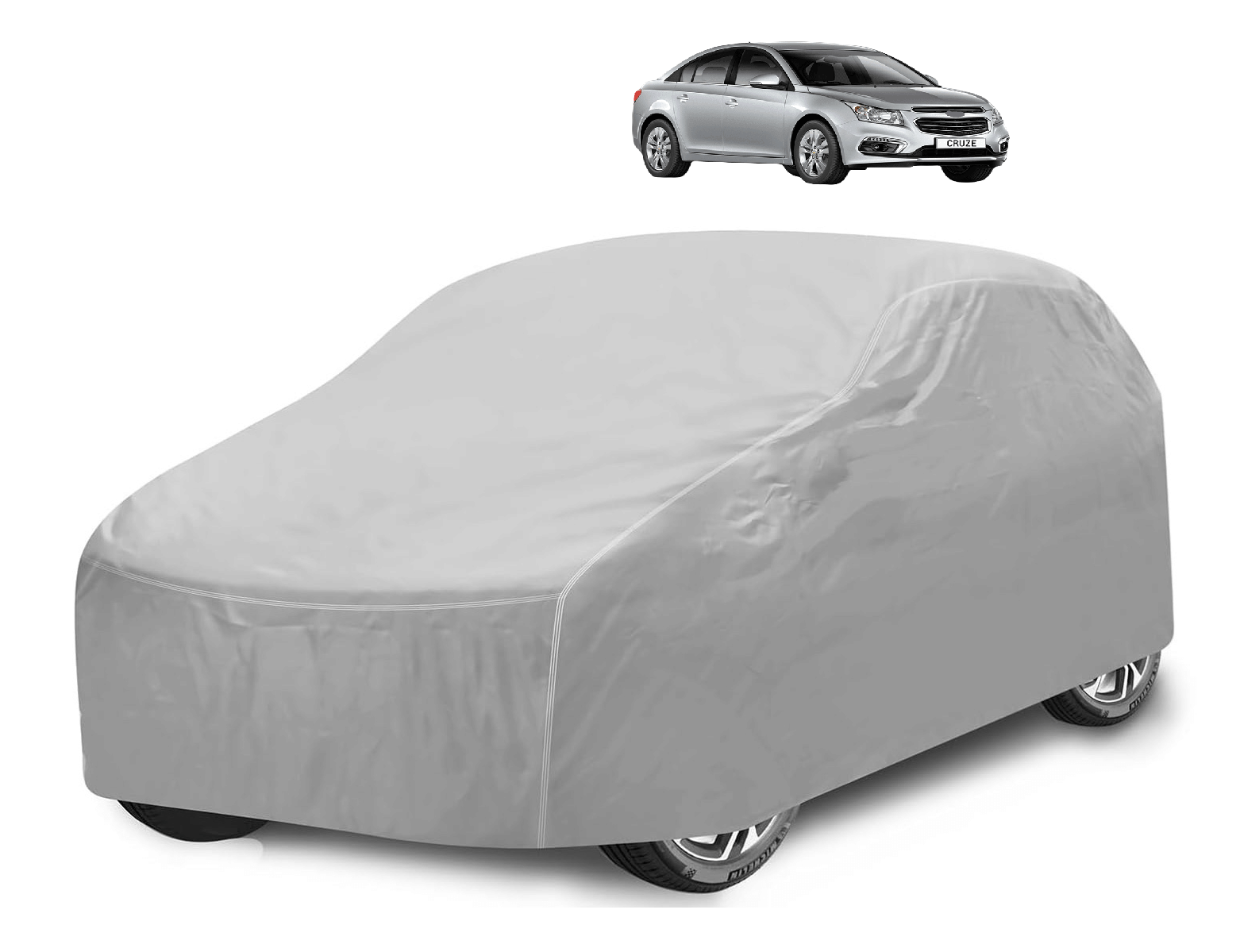 Caronix Car Body Cover for Chevrolet All Car Models With Mirror Pocket ( Pack of 1 ) , Silver Caronix Car Body Cover for Chevrolet All Car Models With Mirror Pocket ( Pack of 1 ) , Silver